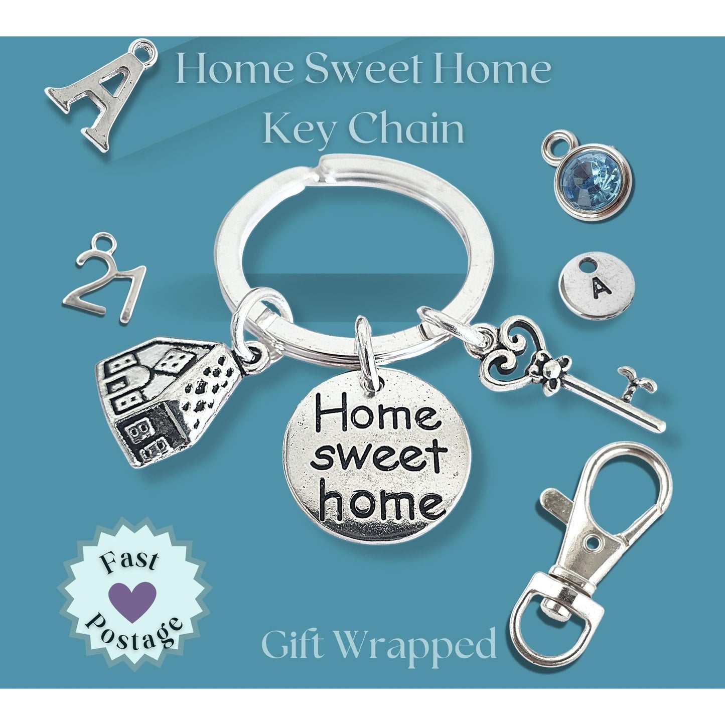 New Home Keyring - Silver