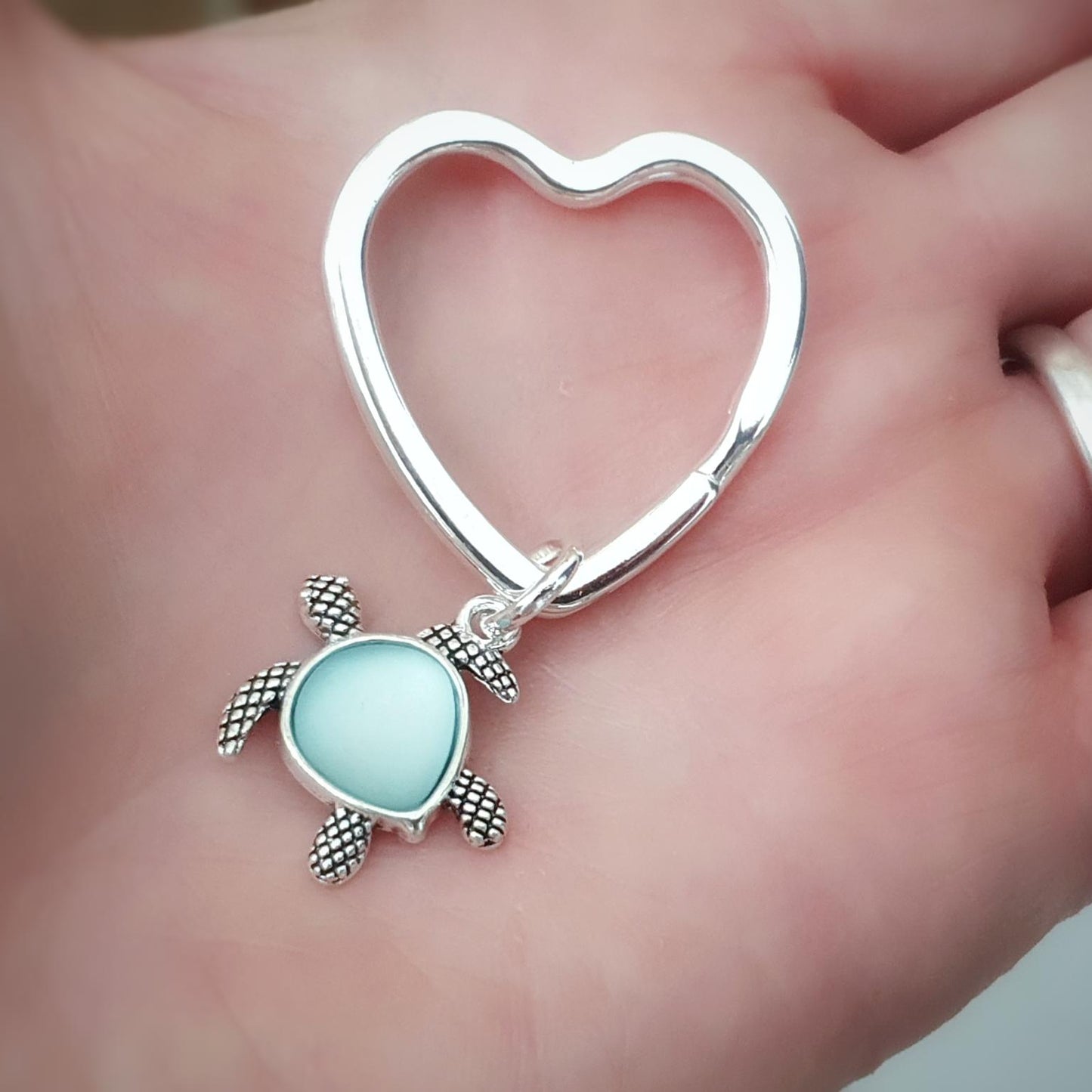 Seaglass Turtle Keyring - Blue