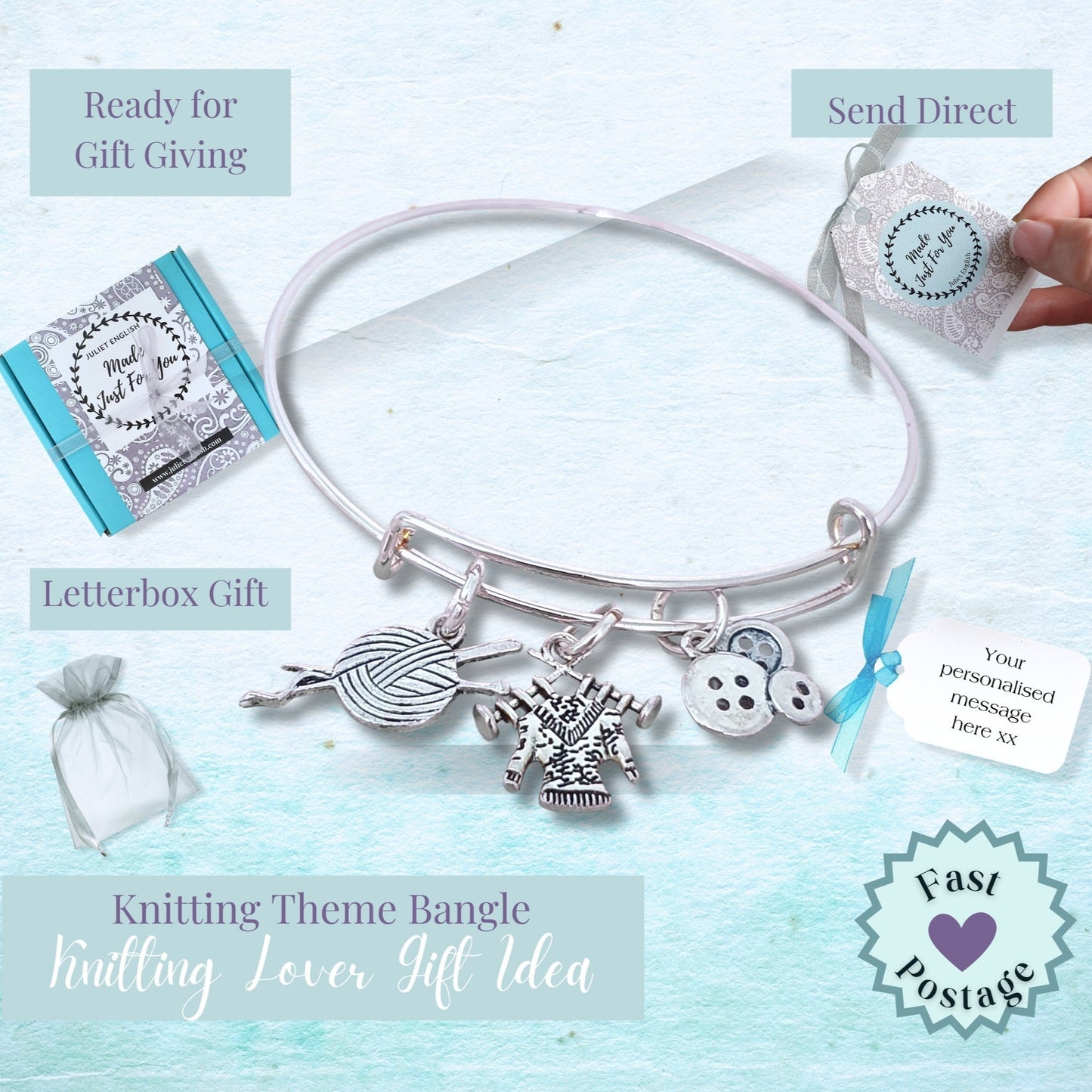Knitting Lover Bangle - Silver