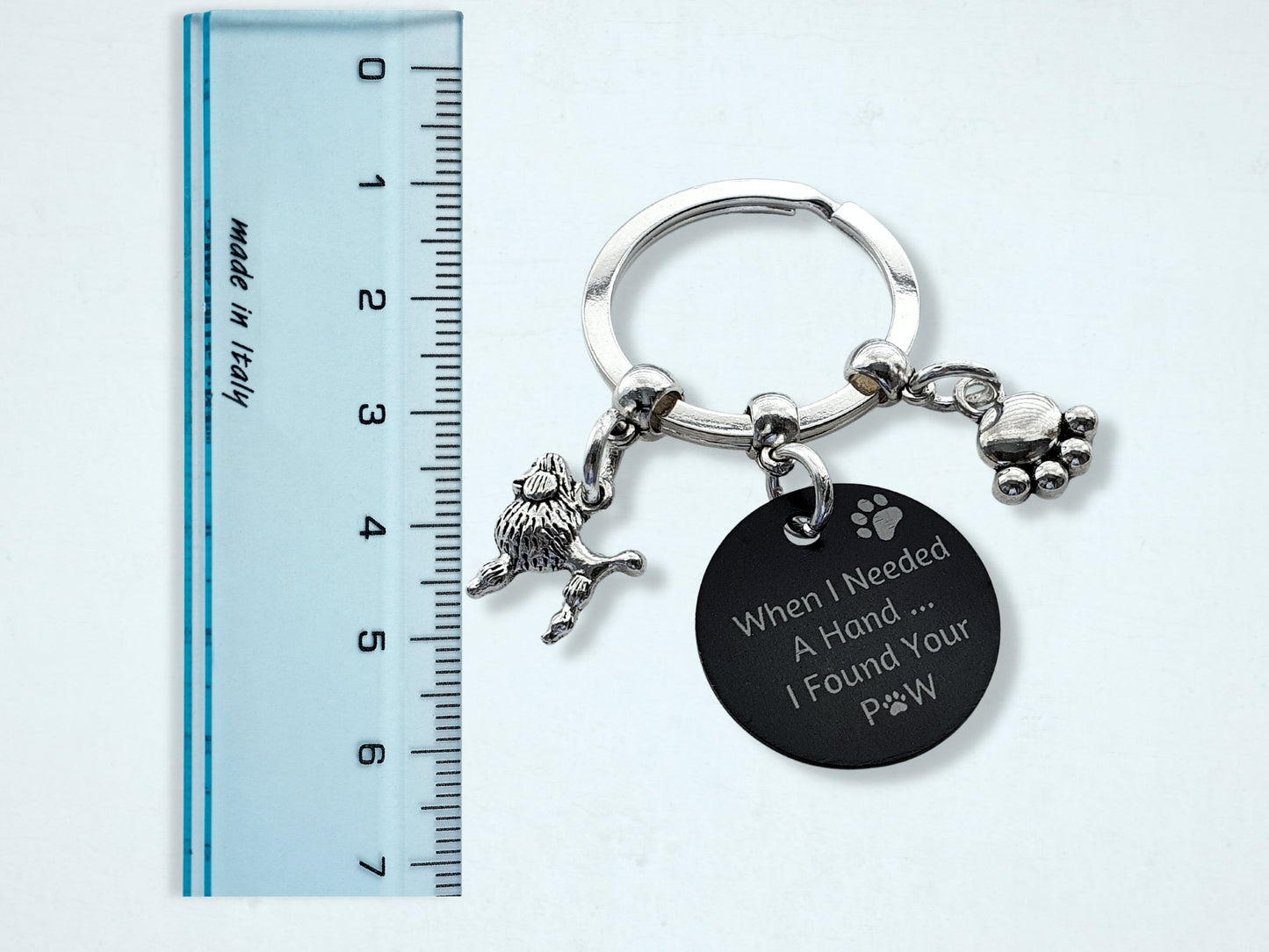 Engraved 'When I needed a Hand... I Found Your Paw' Poodle Keyring - Silver