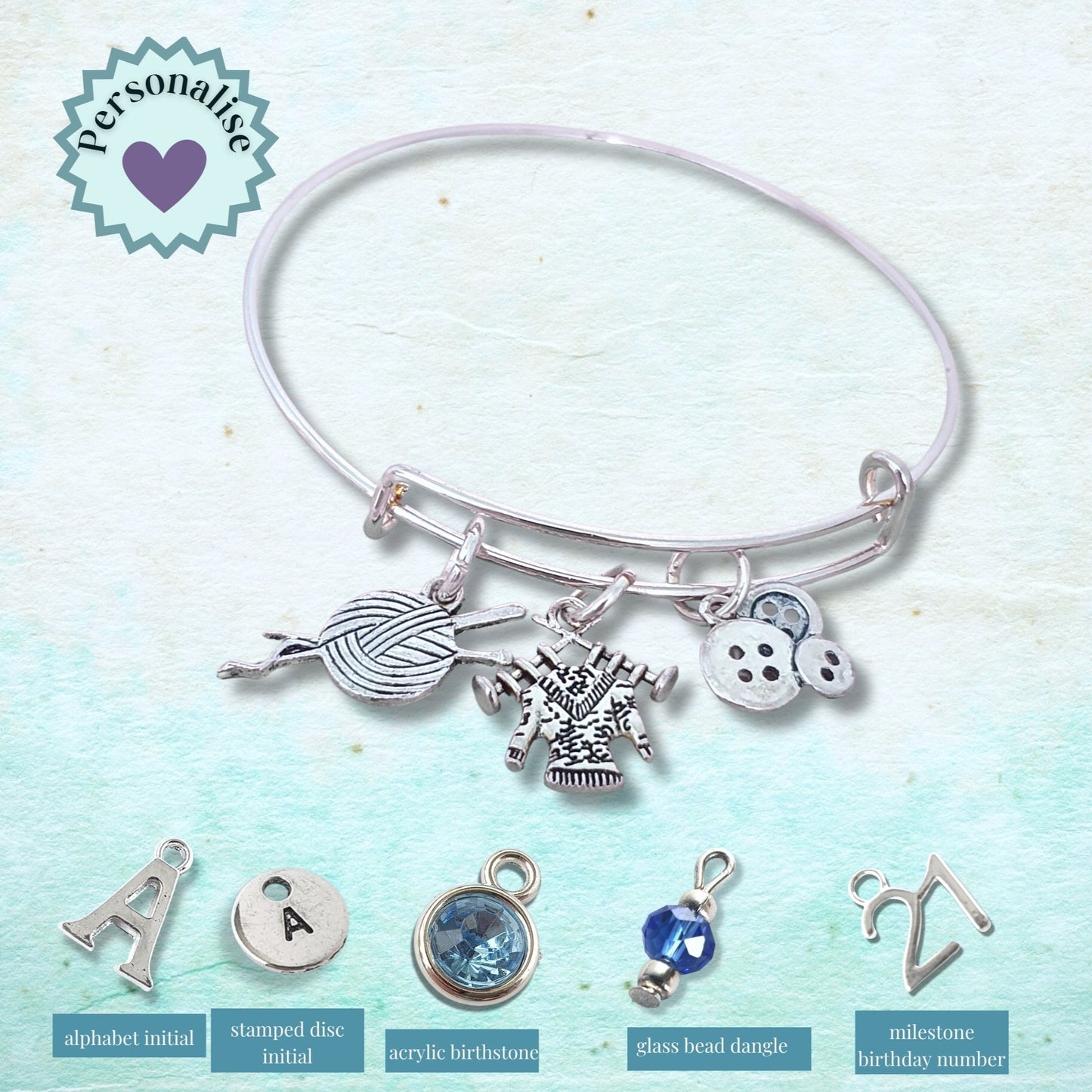 Knitting Lover Bangle - Silver