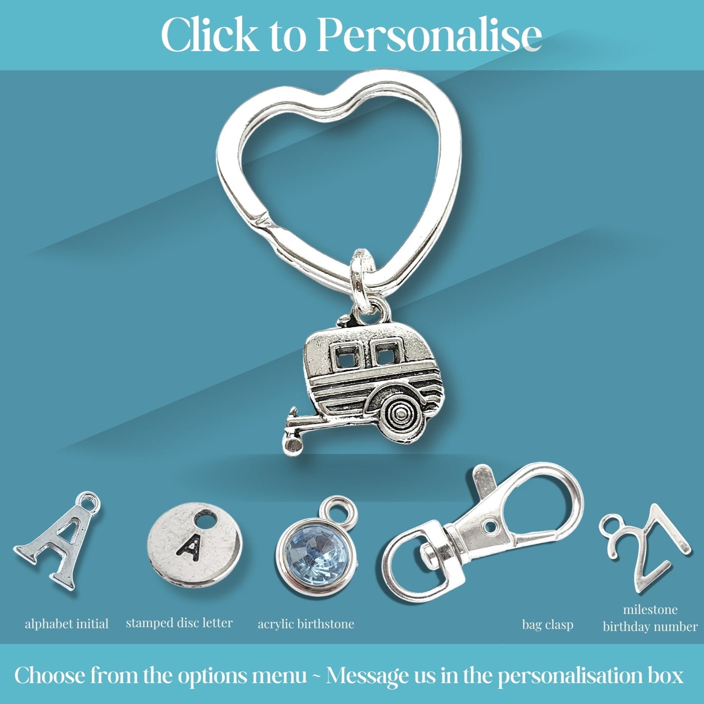 Caravan Keyring - Silver