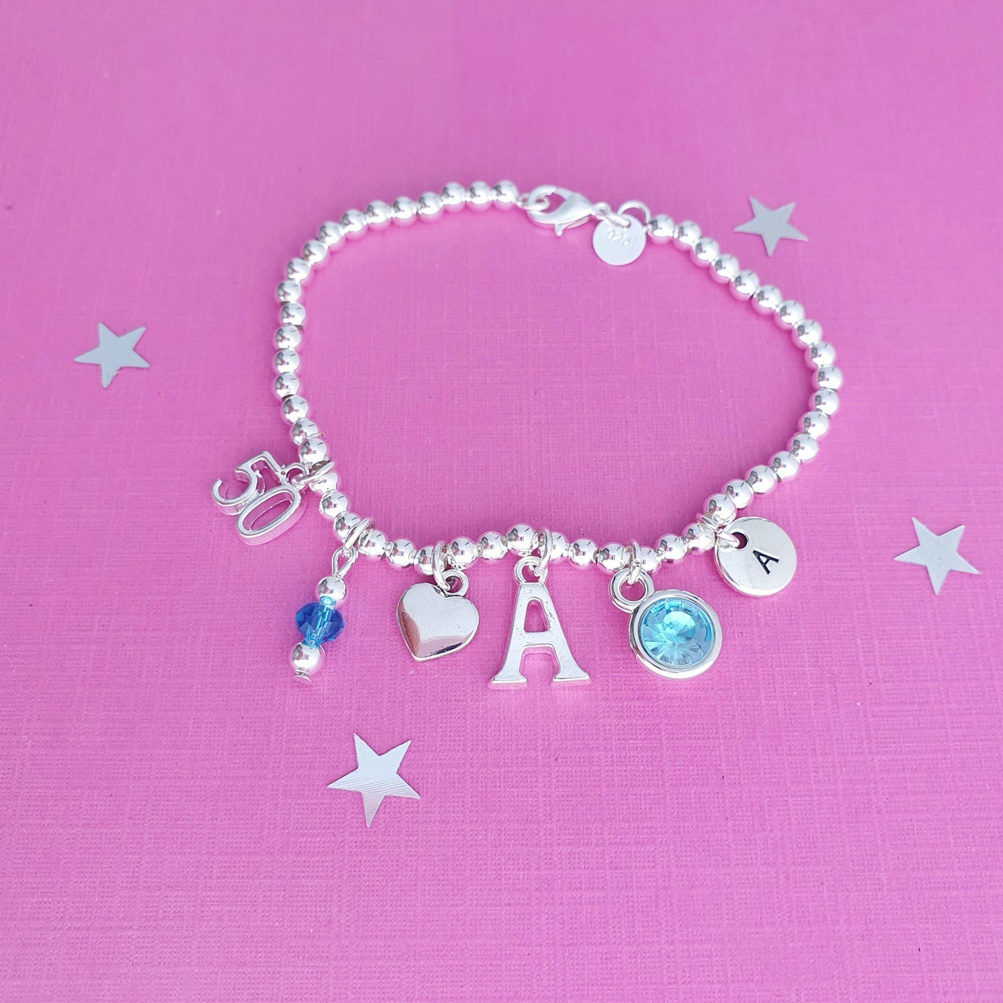 Heart Bead Ball Bracelet - Sterling Silver