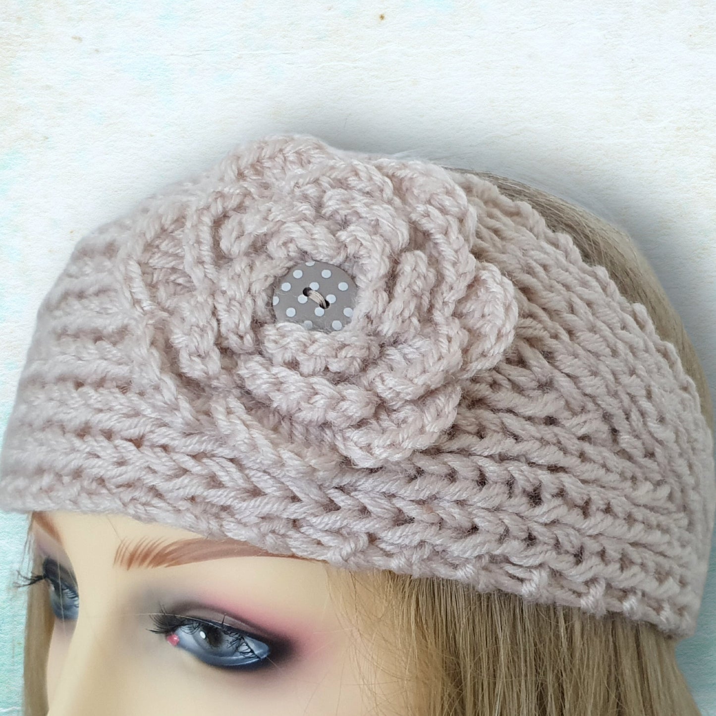 Knitted Flower Headband - Cream