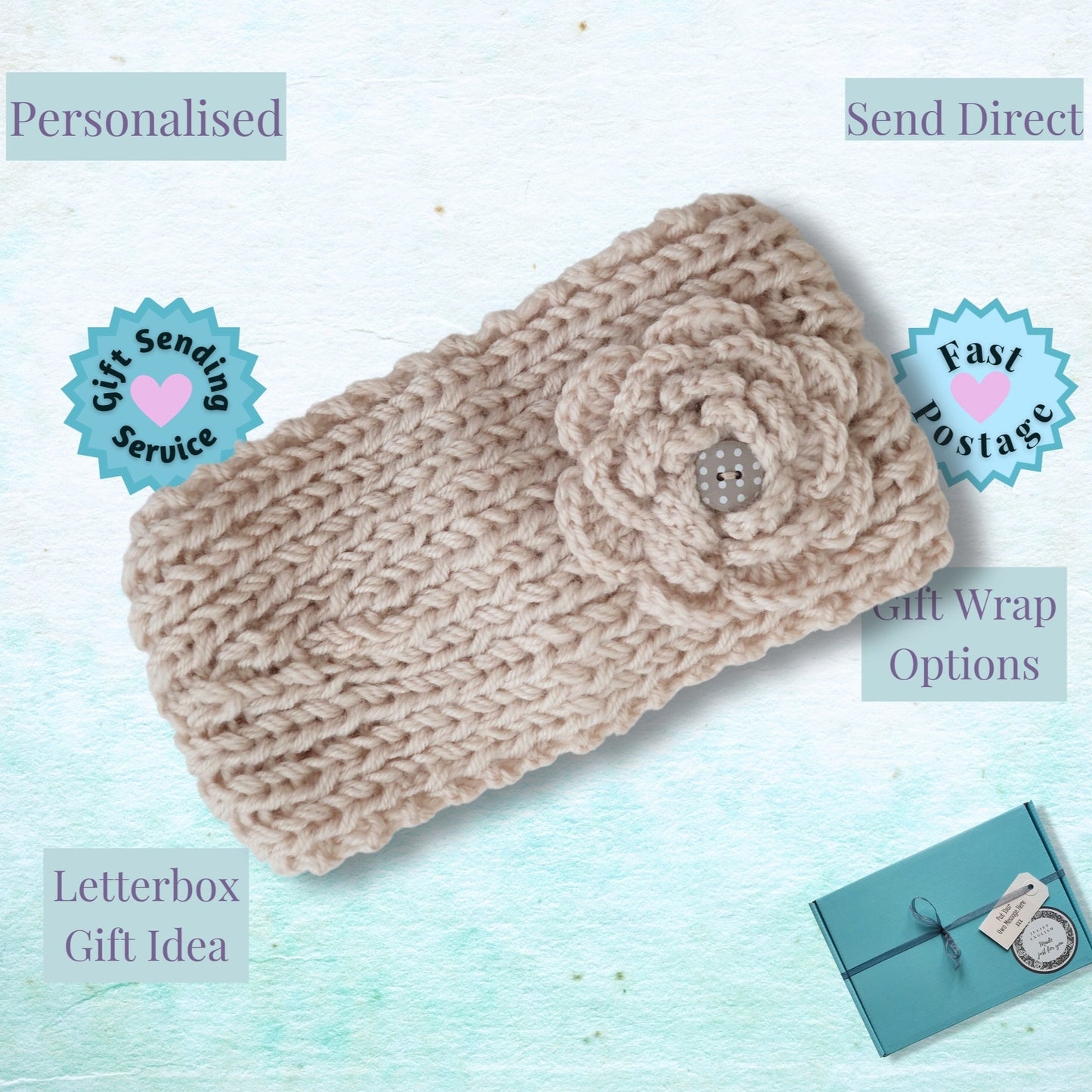 Knitted Flower Headband - Cream