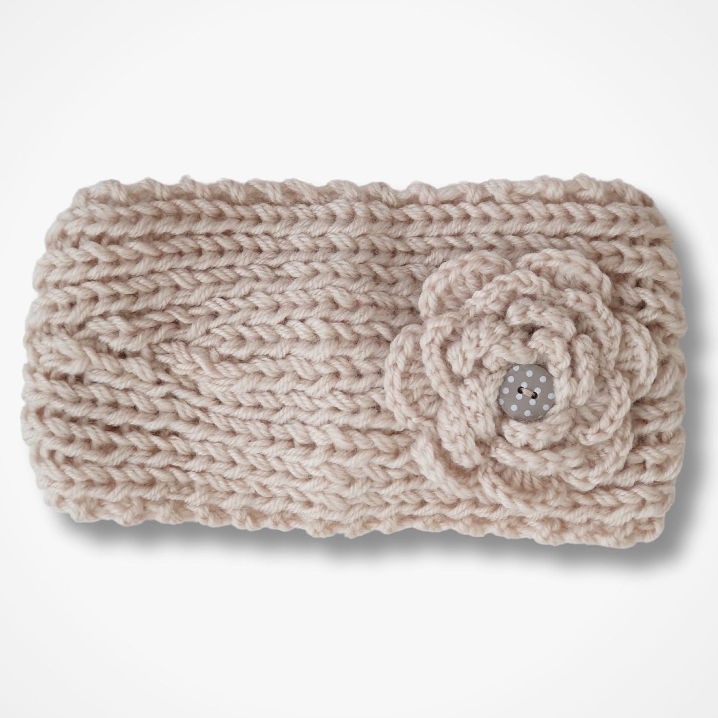 Knitted Flower Headband - Cream