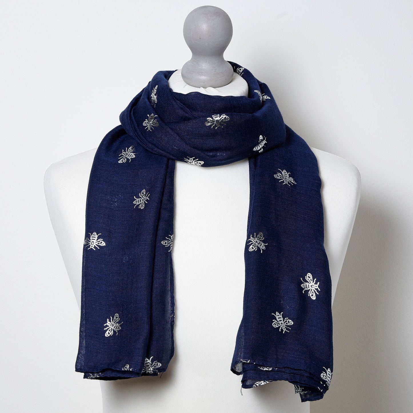 Foil Bee Scarf - Navy & Silver
