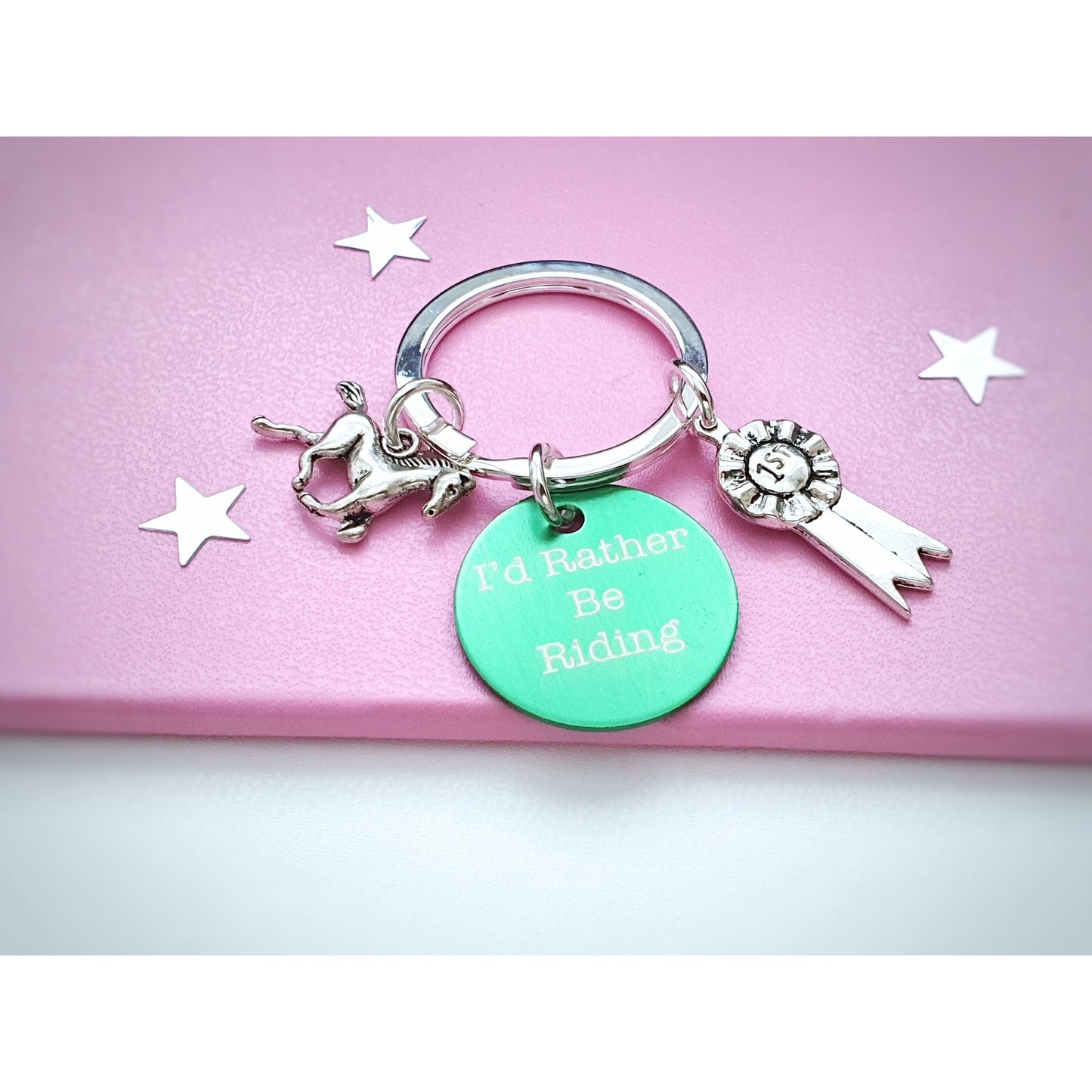 'I'd Rather Be Riding' Horse Keyring