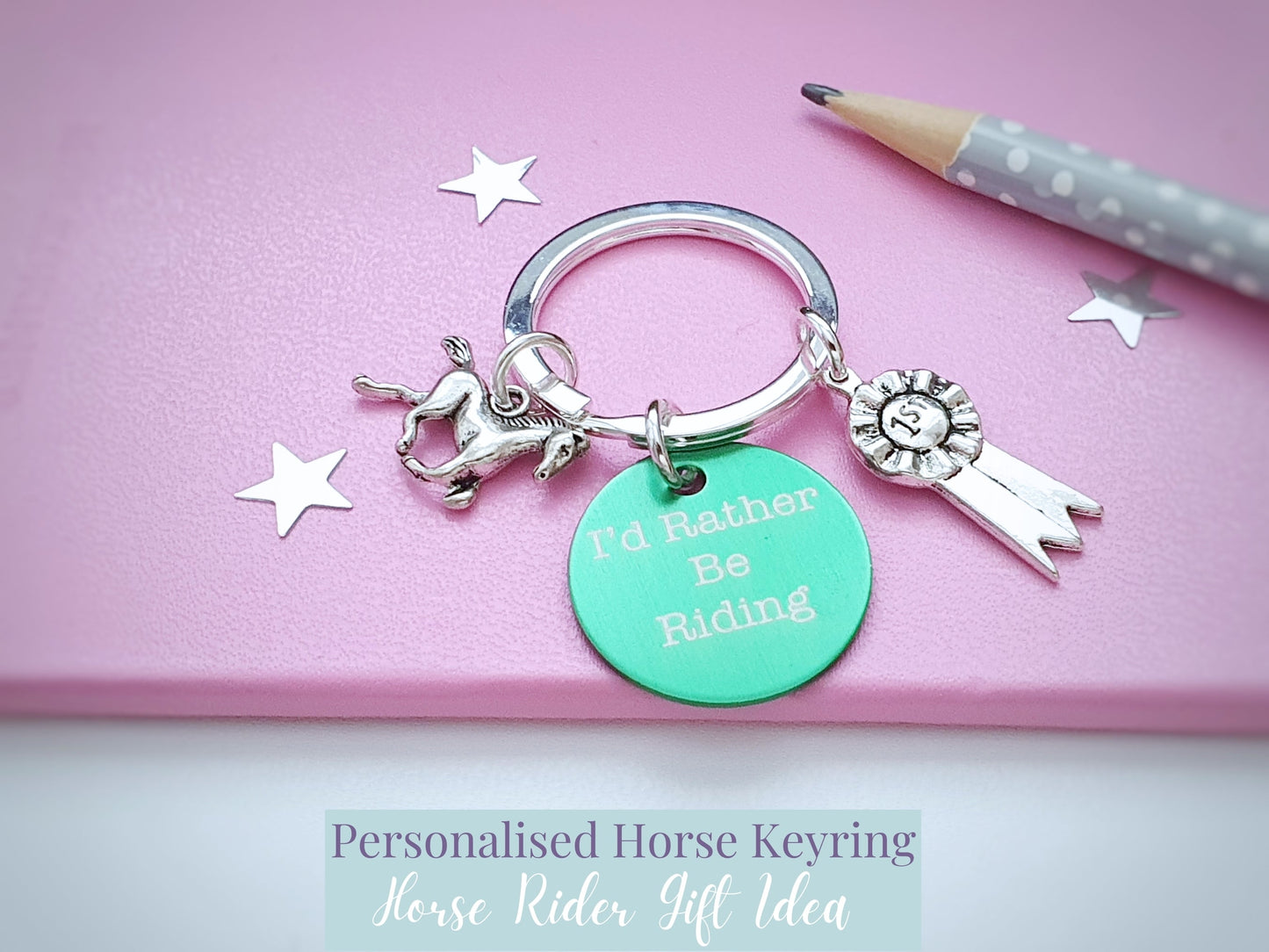 'I'd Rather Be Riding' Horse Keyring