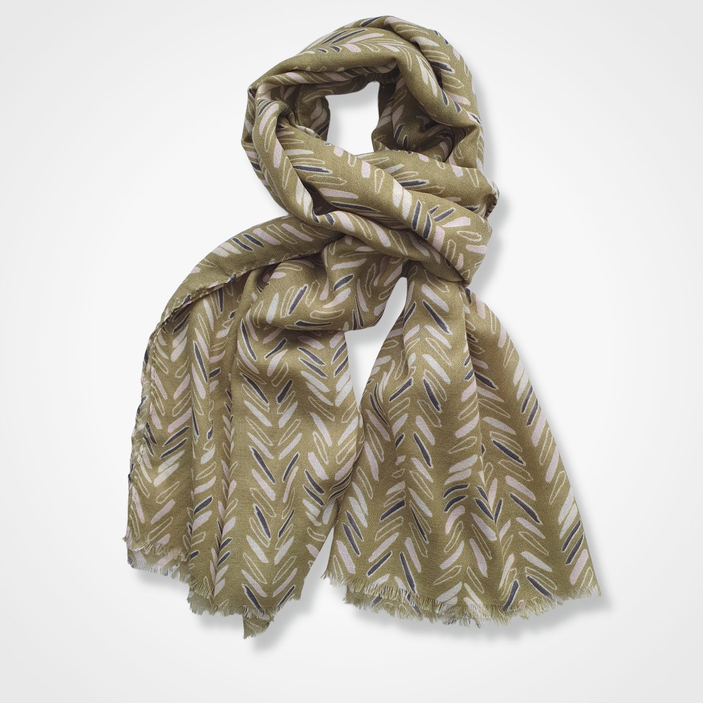Olive Green Boho Pattern Ladies Lightweight Scarf