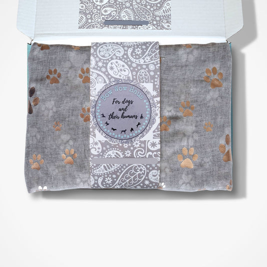 Foil Paw Print Scarf - Grey