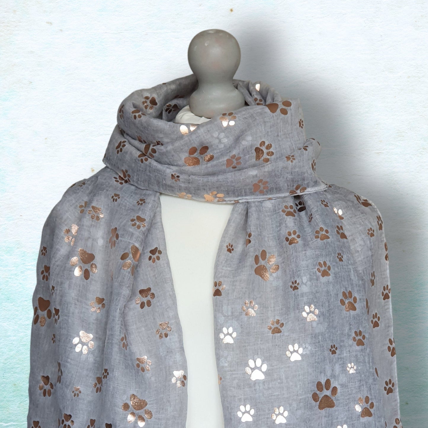 Foil Paw Print Scarf - Grey