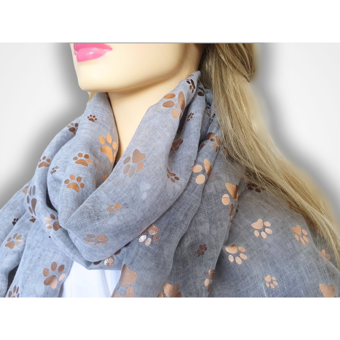Foil Paw Print Scarf - Grey