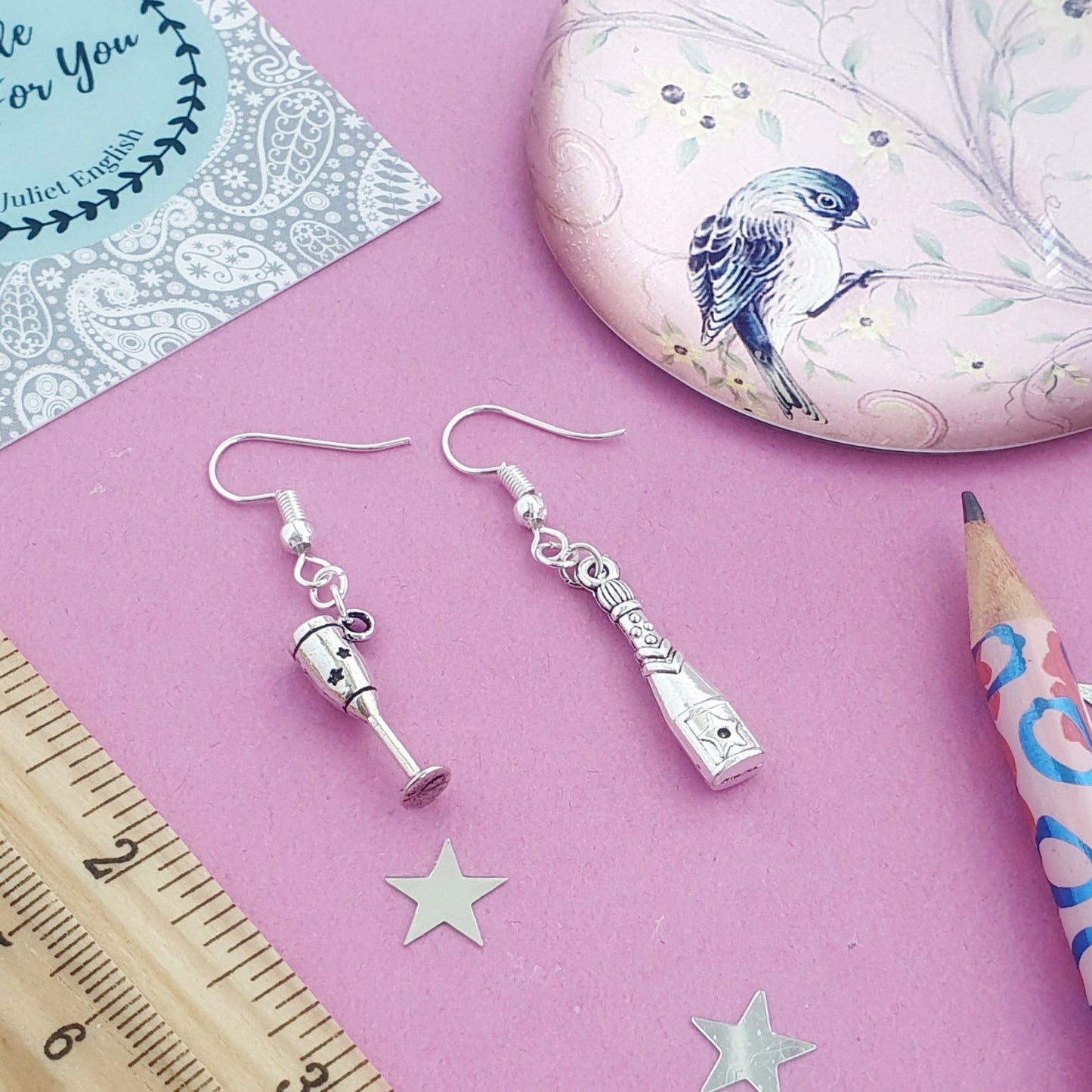 Prosecco Earrings - Silver