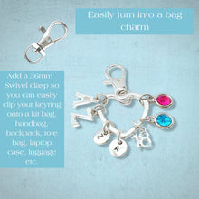 Load image into Gallery viewer, Personalised Bee and Flower Keyring - Silver
