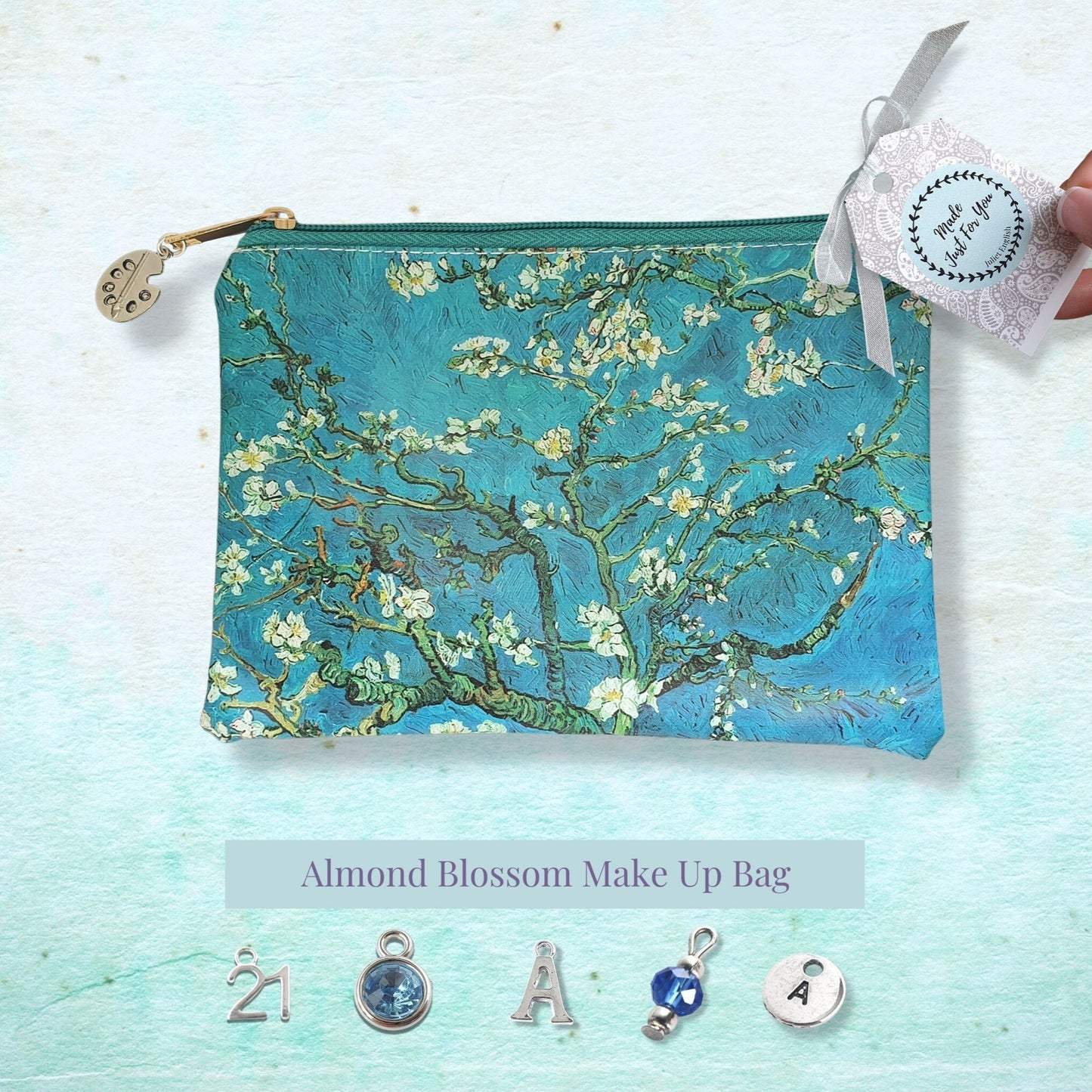 Van Gogh Almond Blossom Make Up/Cosmetics Bag - Green
