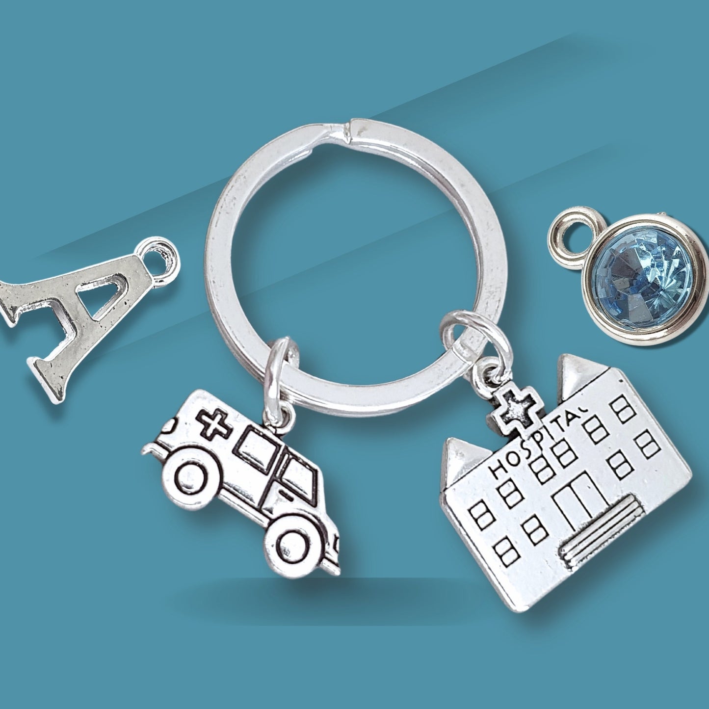 Ambulance Keyring - Silver