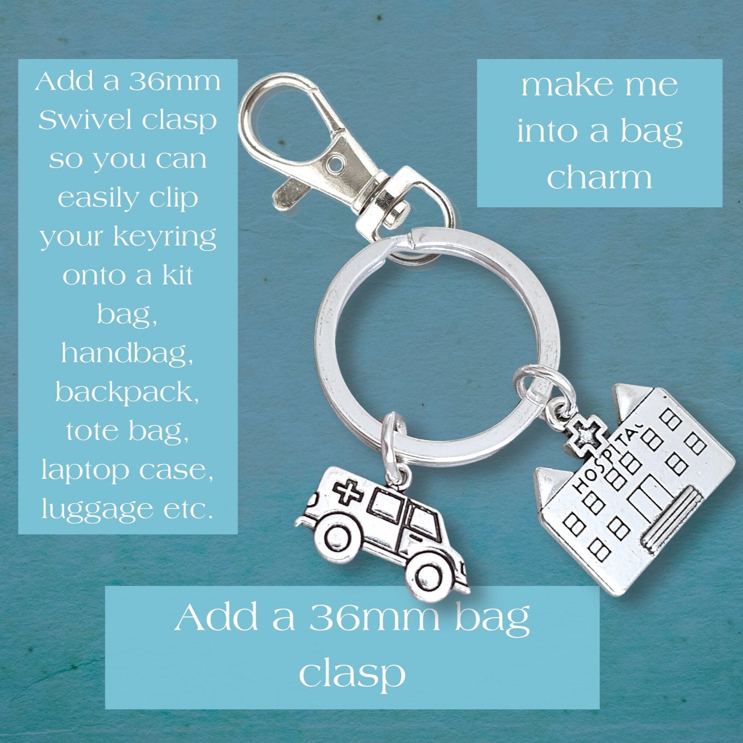 Ambulance Keyring - Silver
