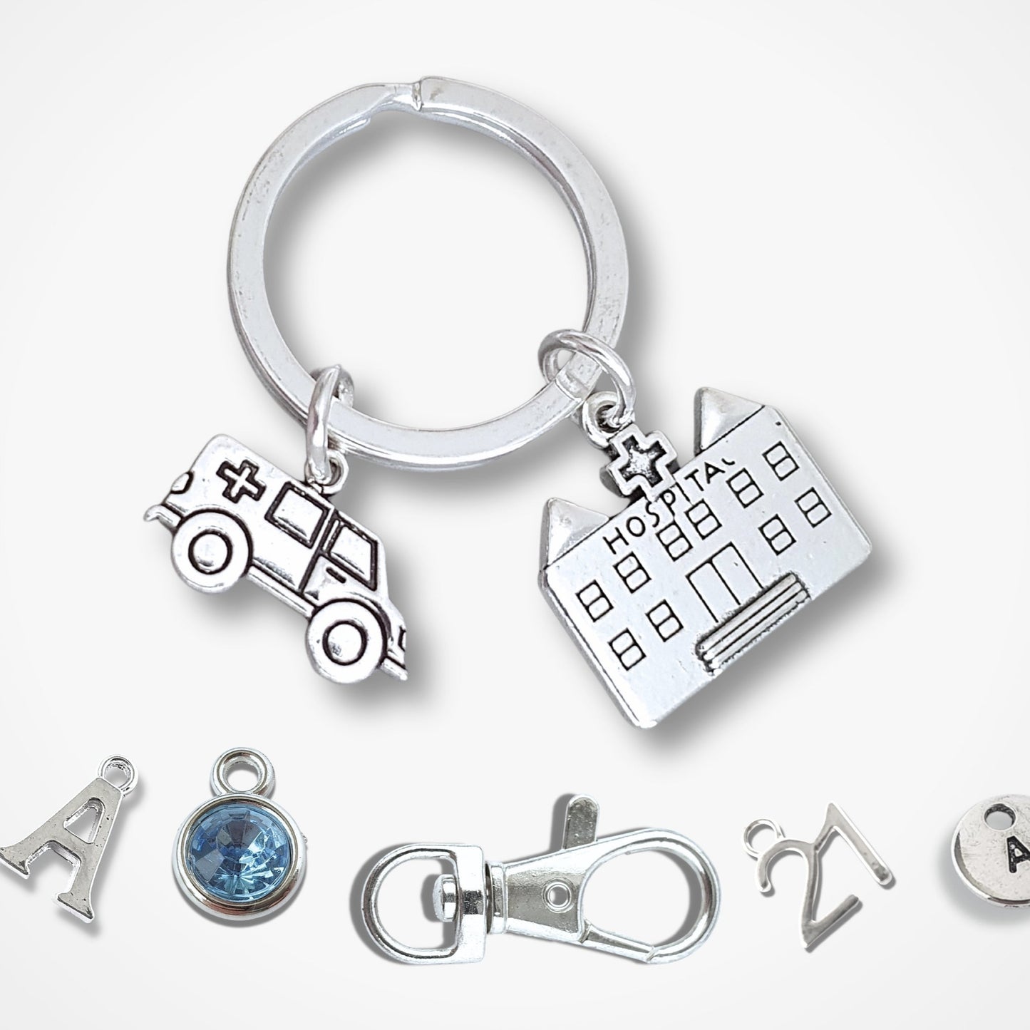 Ambulance Keyring - Silver