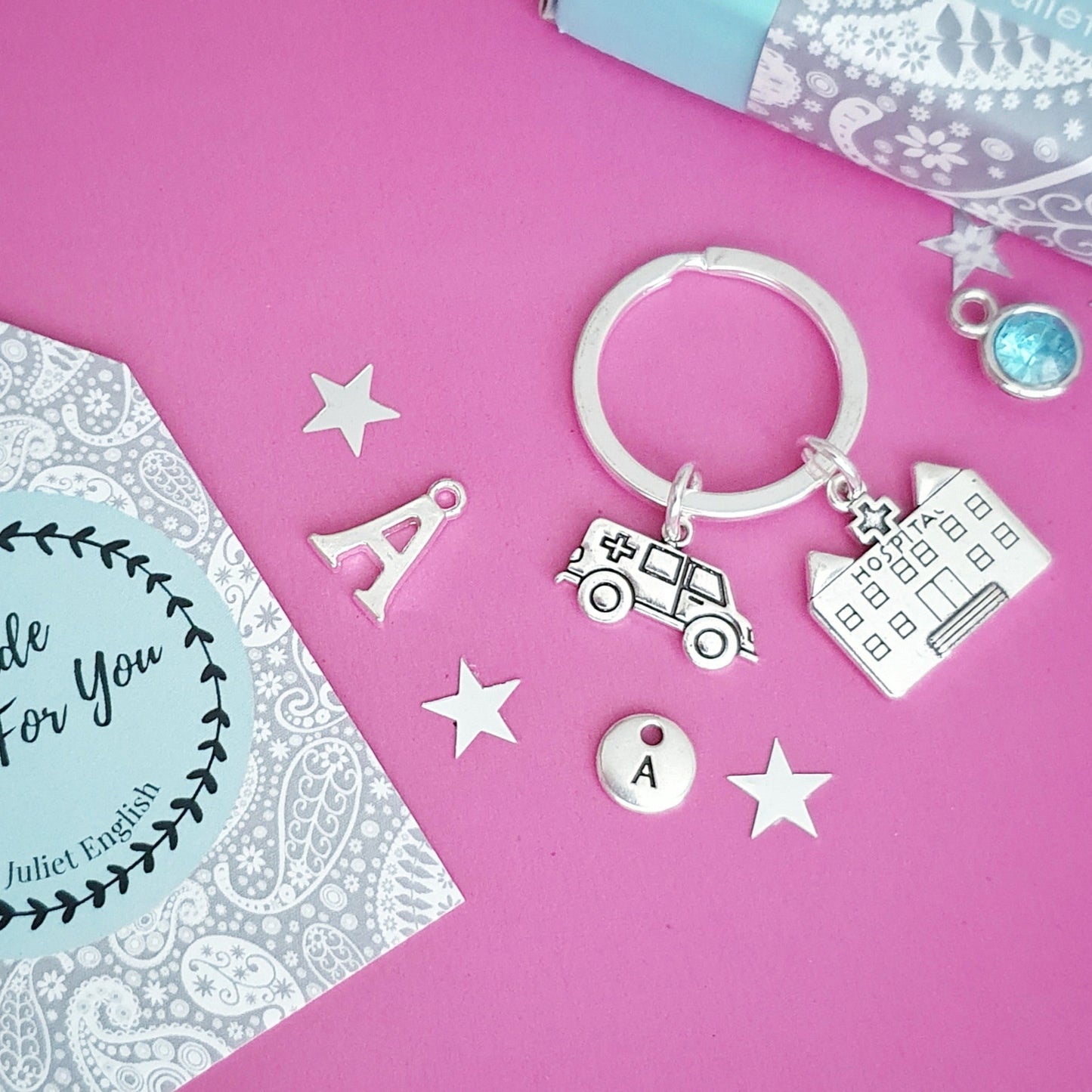 Ambulance Keyring - Silver