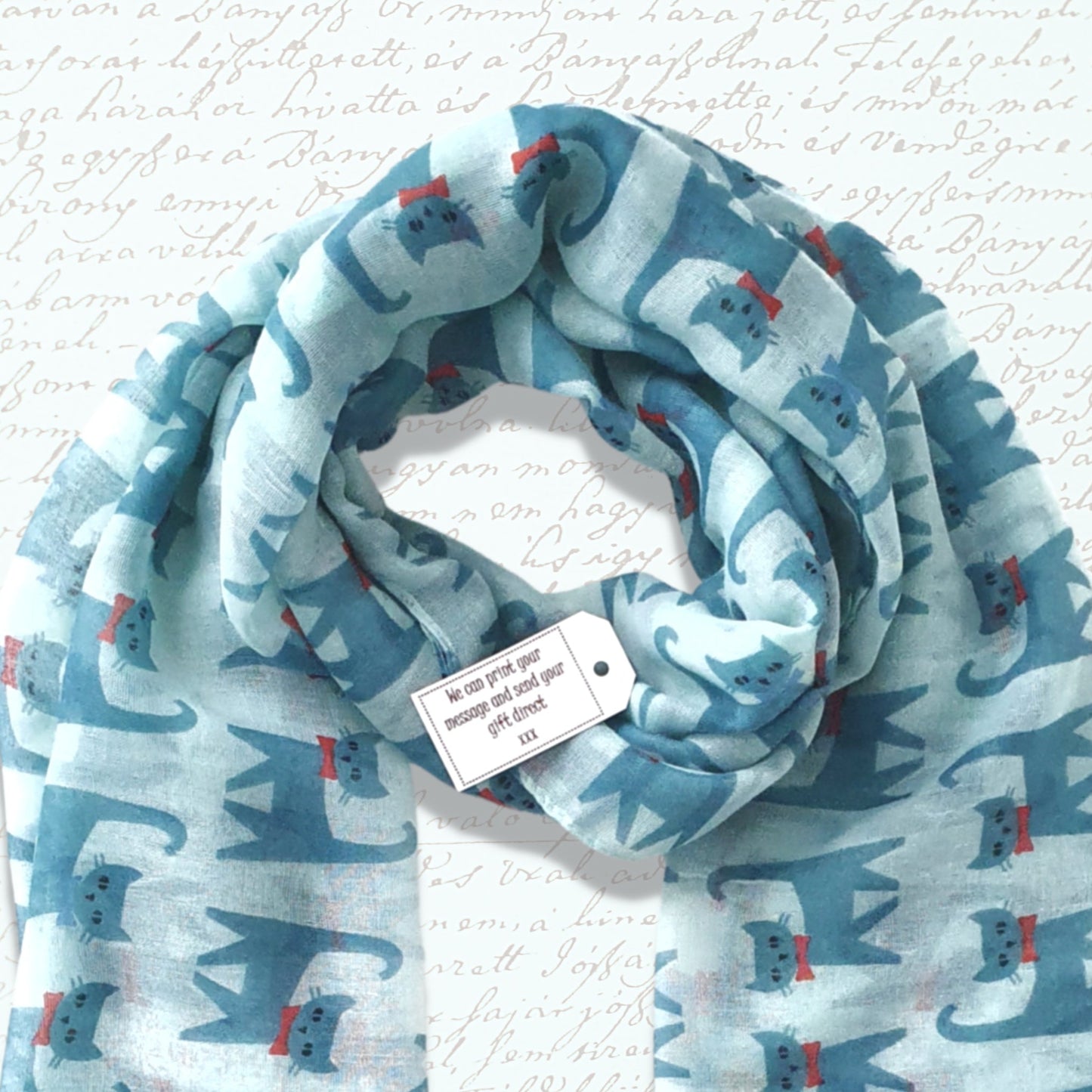 Happy Cats Scarf - Aqua