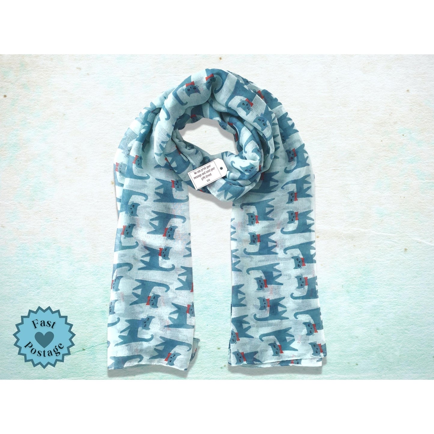 Happy Cats Scarf - Aqua