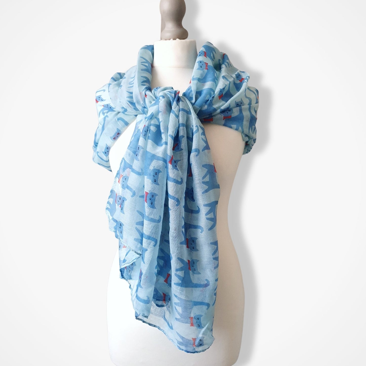 Happy Cats Scarf - Aqua