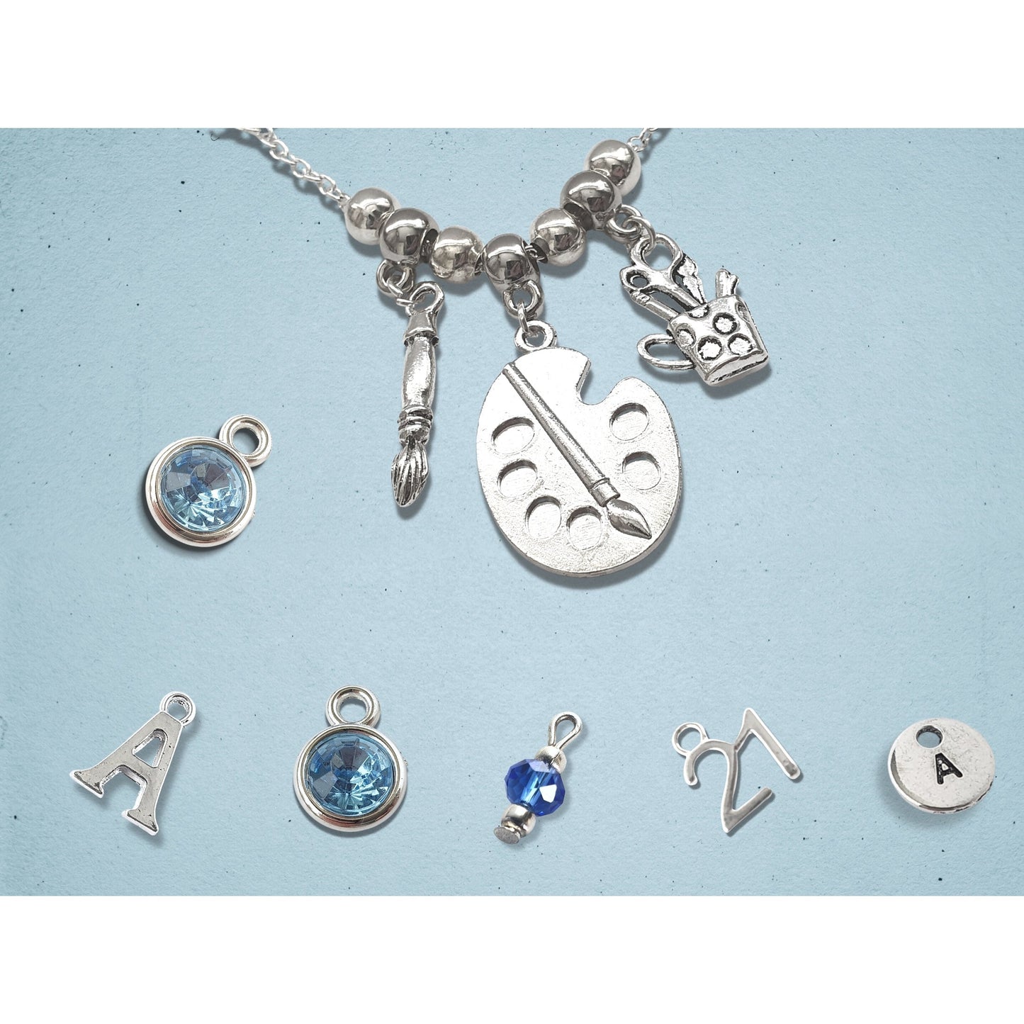 Artists Paint Palette Necklace - Silver