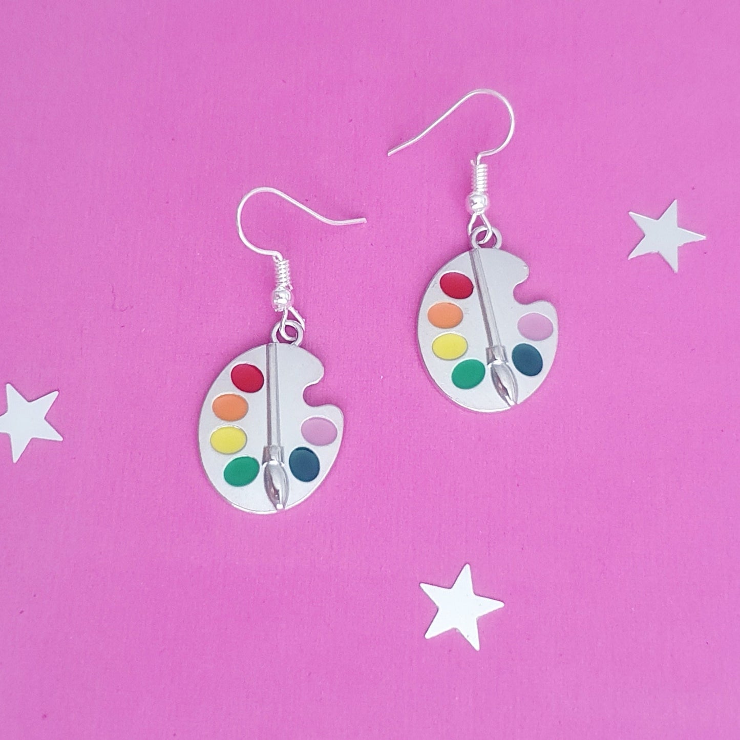 Paint Palette Earrings - Silver
