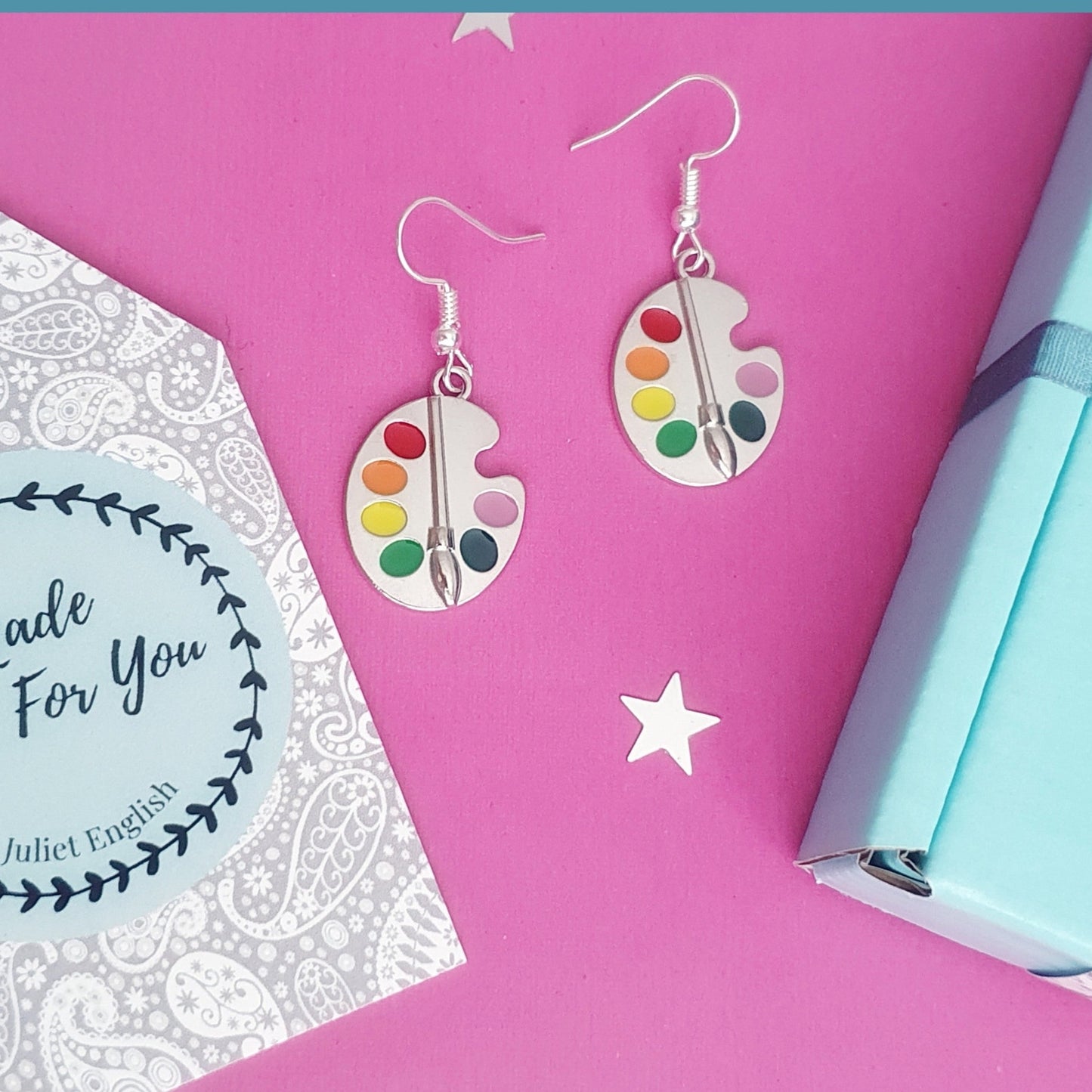 Paint Palette Earrings - Silver