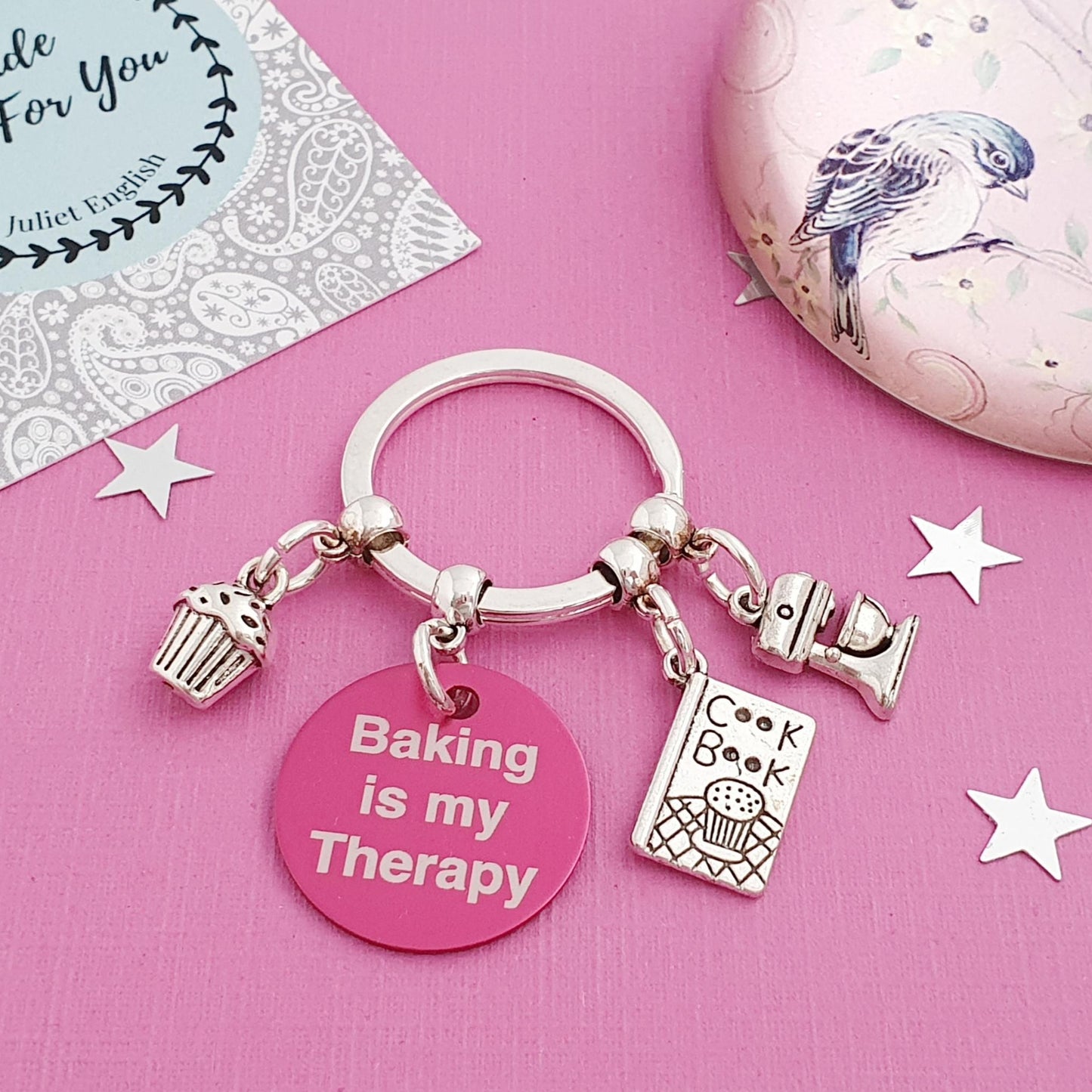 Engraved Baking Lover Keyring - Silver