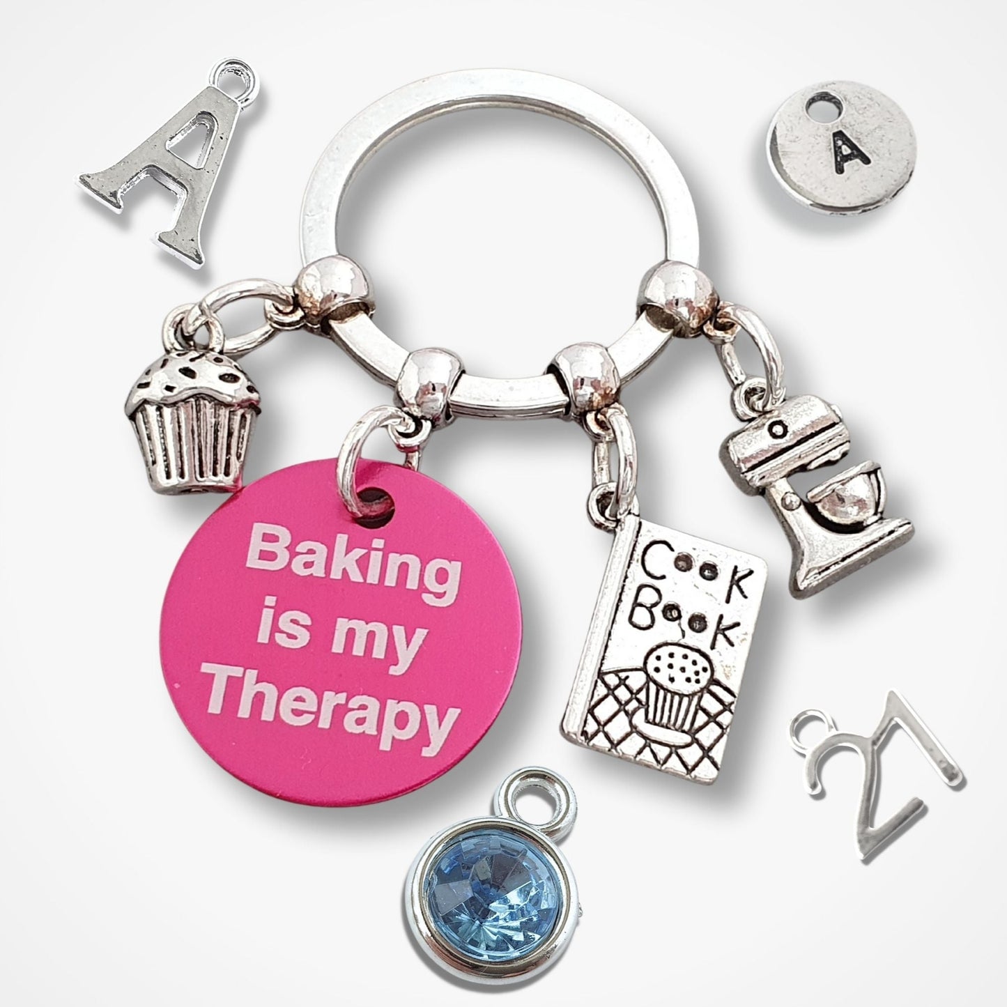 Engraved Baking Lover Keyring - Silver