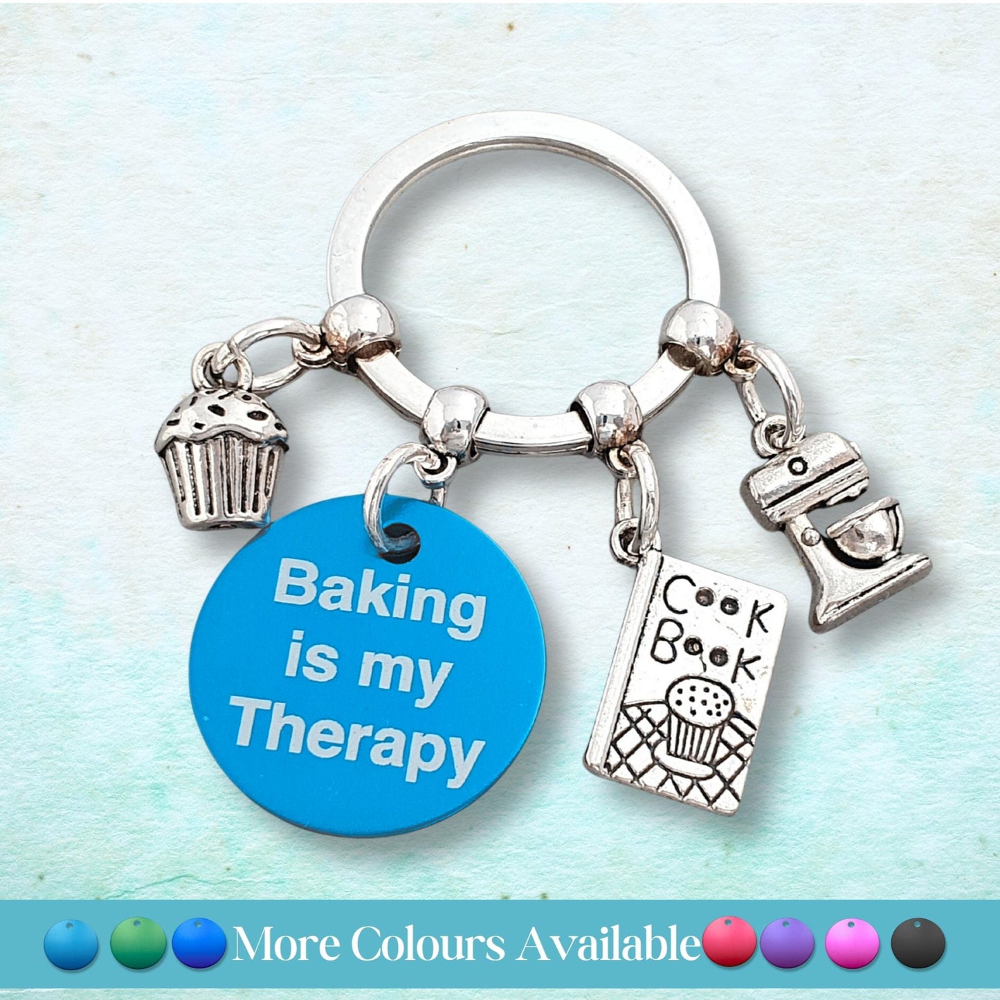 Engraved Baking Lover Keyring - Silver