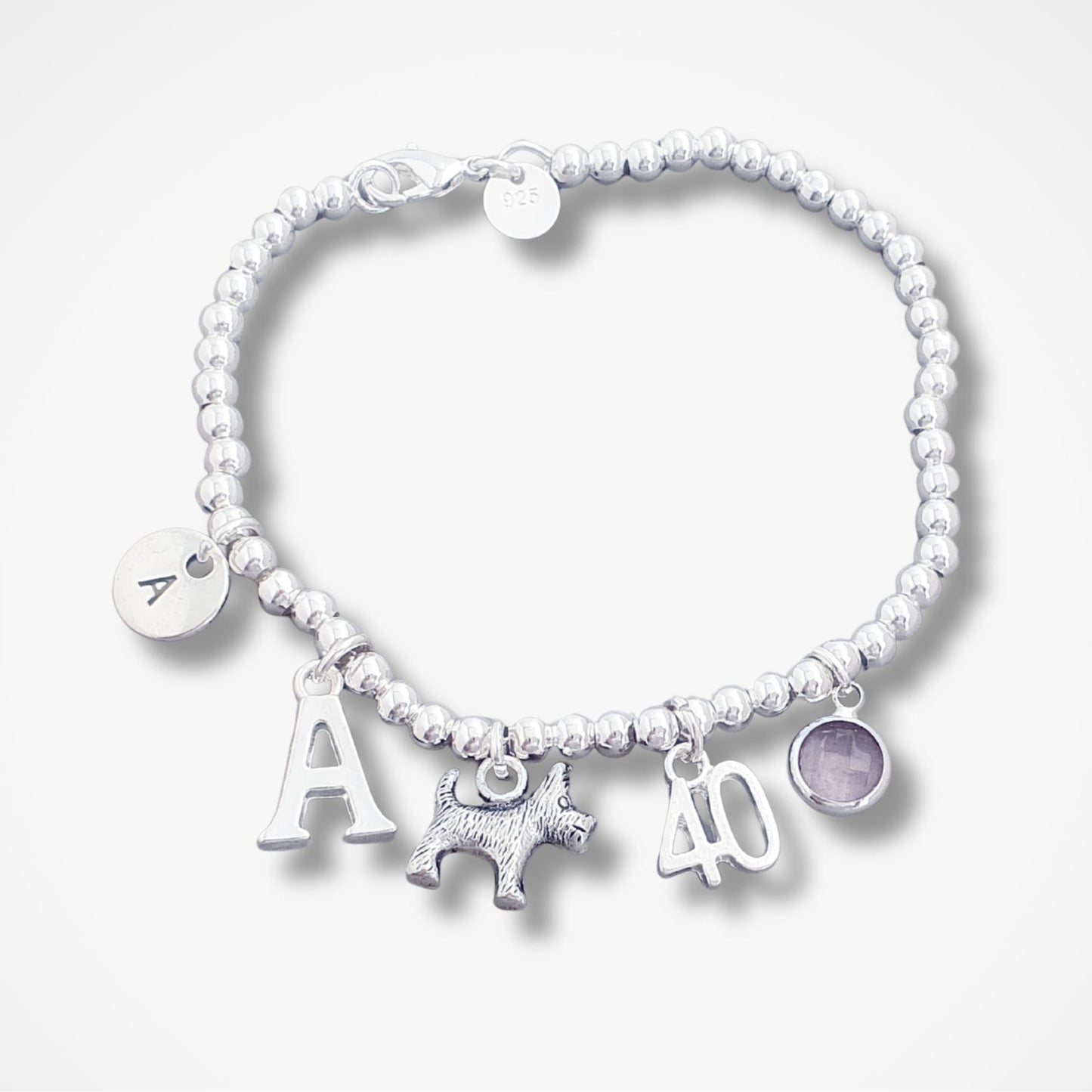 Scotty Dog Bead Ball Bracelet - Sterling Silver