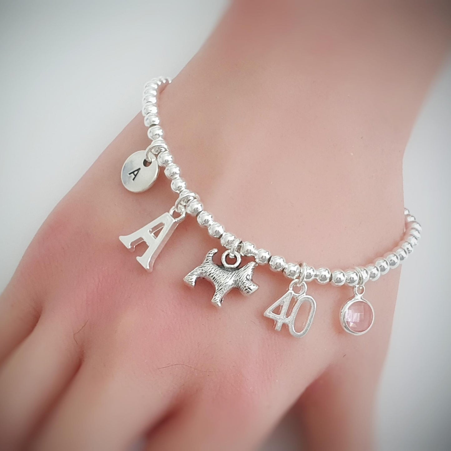 Scotty Dog Bead Ball Bracelet - Sterling Silver