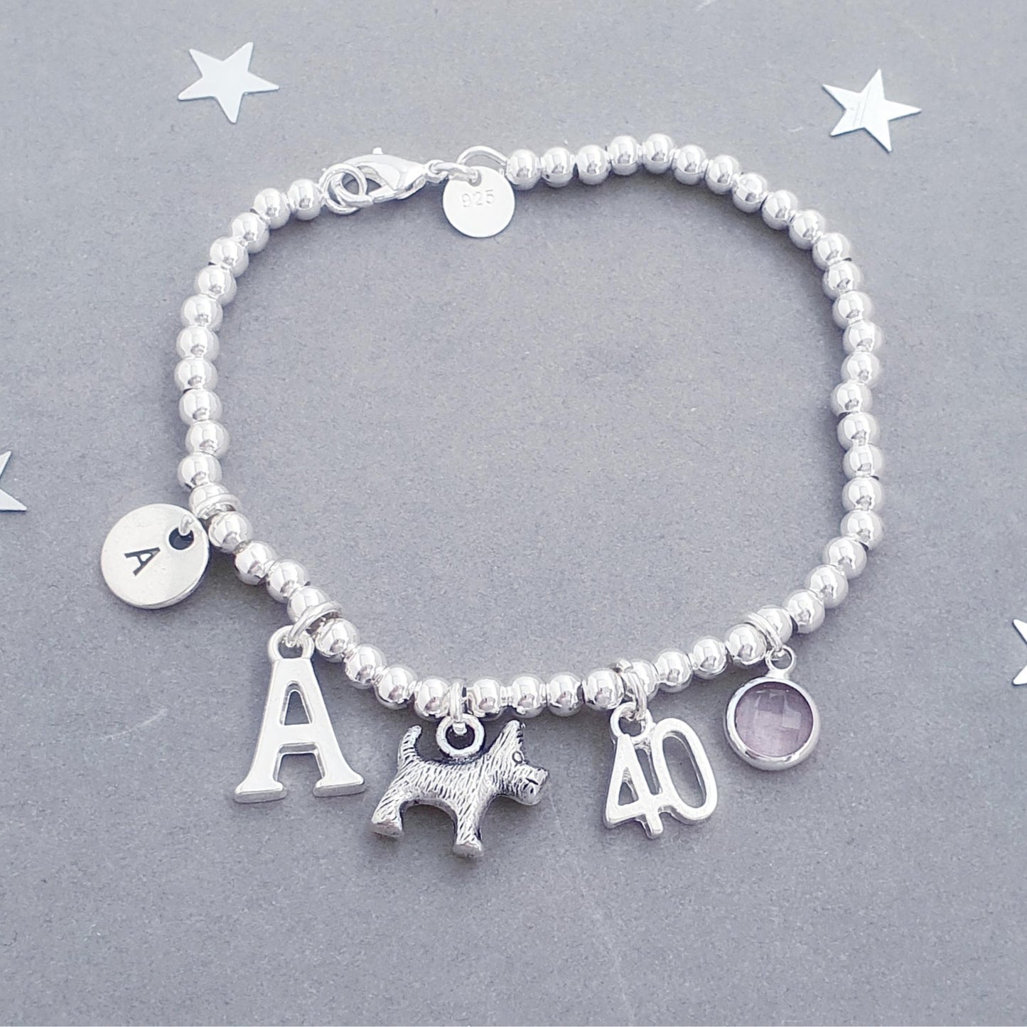 Scotty Dog Bead Ball Bracelet - Sterling Silver