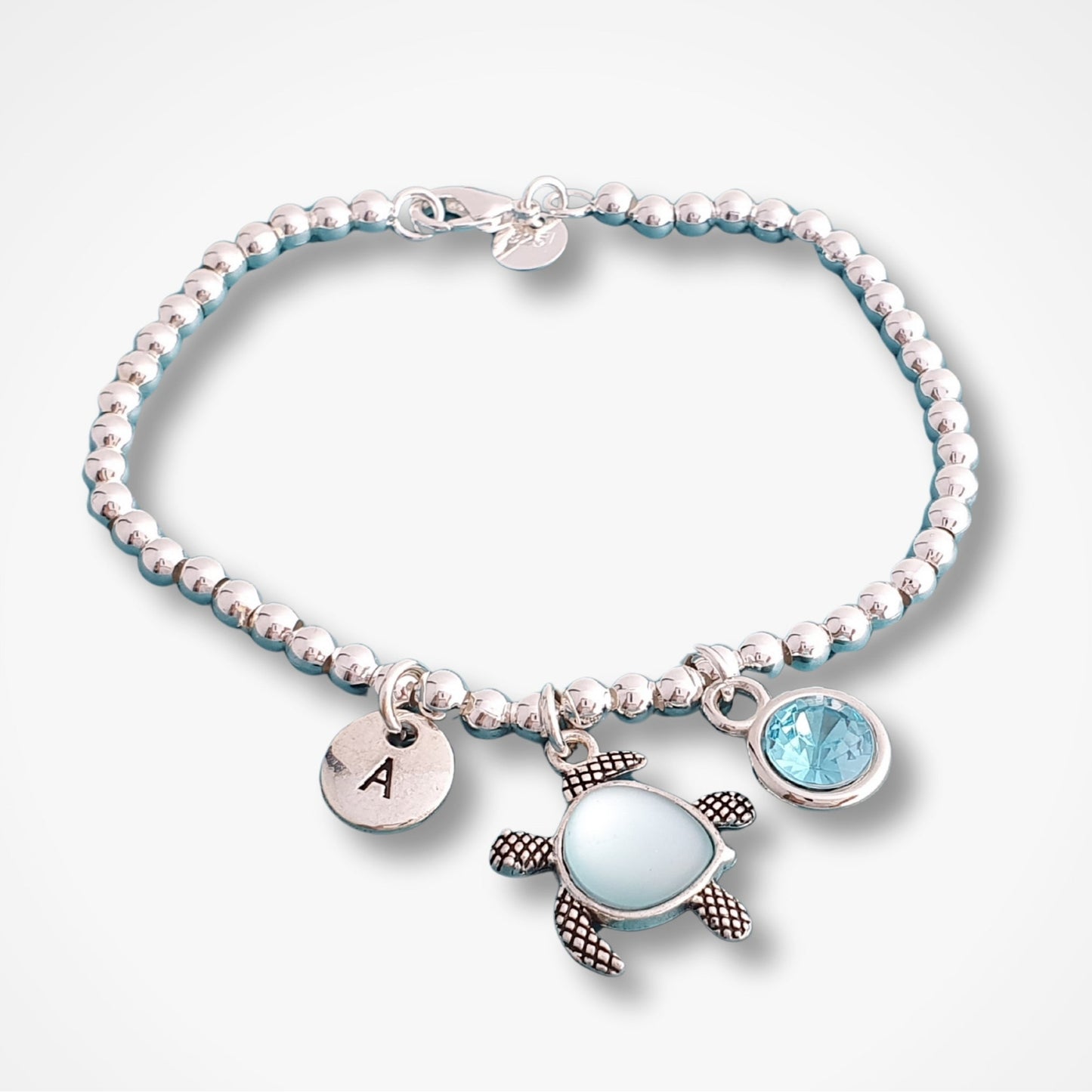 Sea Turtle Bead Ball Bracelet - Sterling Silver
