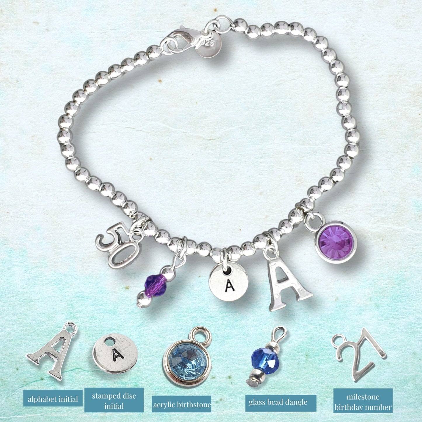 Heart Bead Ball Bracelet - Sterling Silver