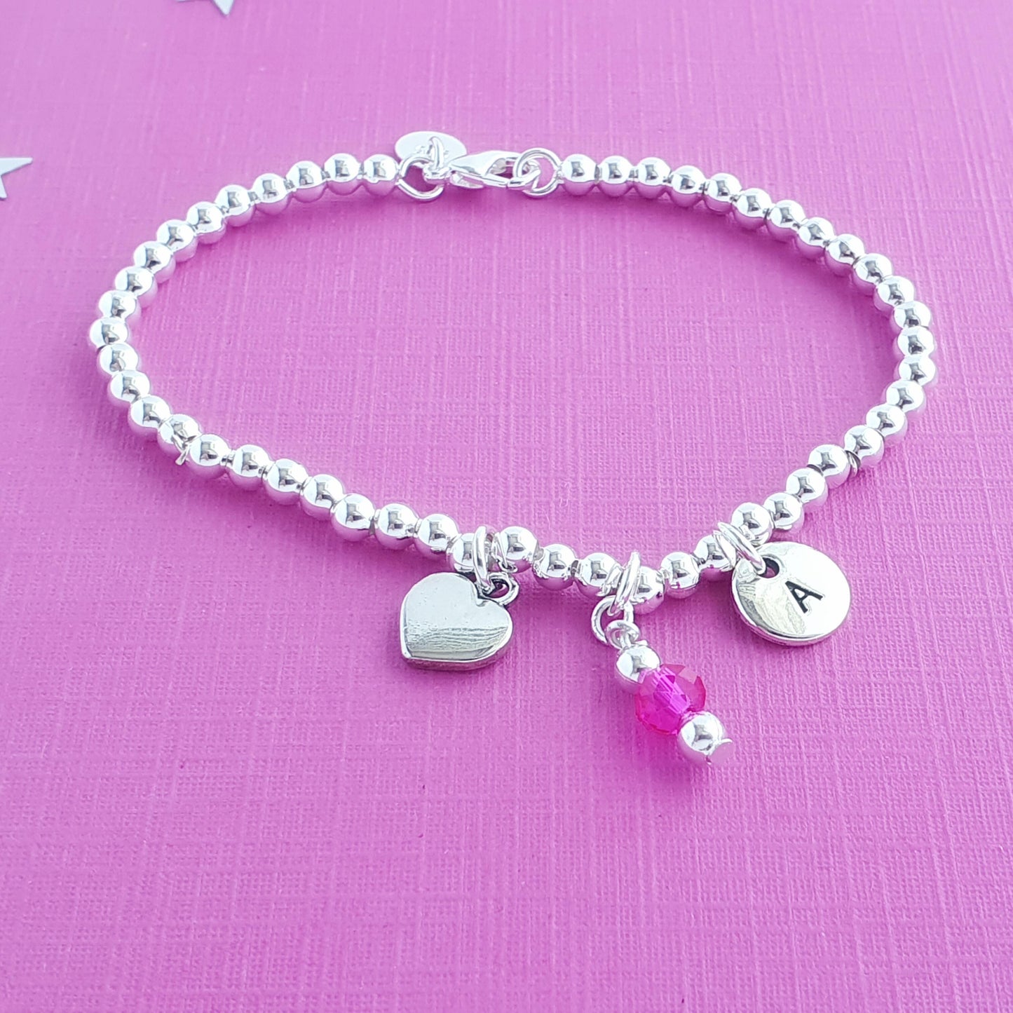 Heart Bead Ball Bracelet - Sterling Silver