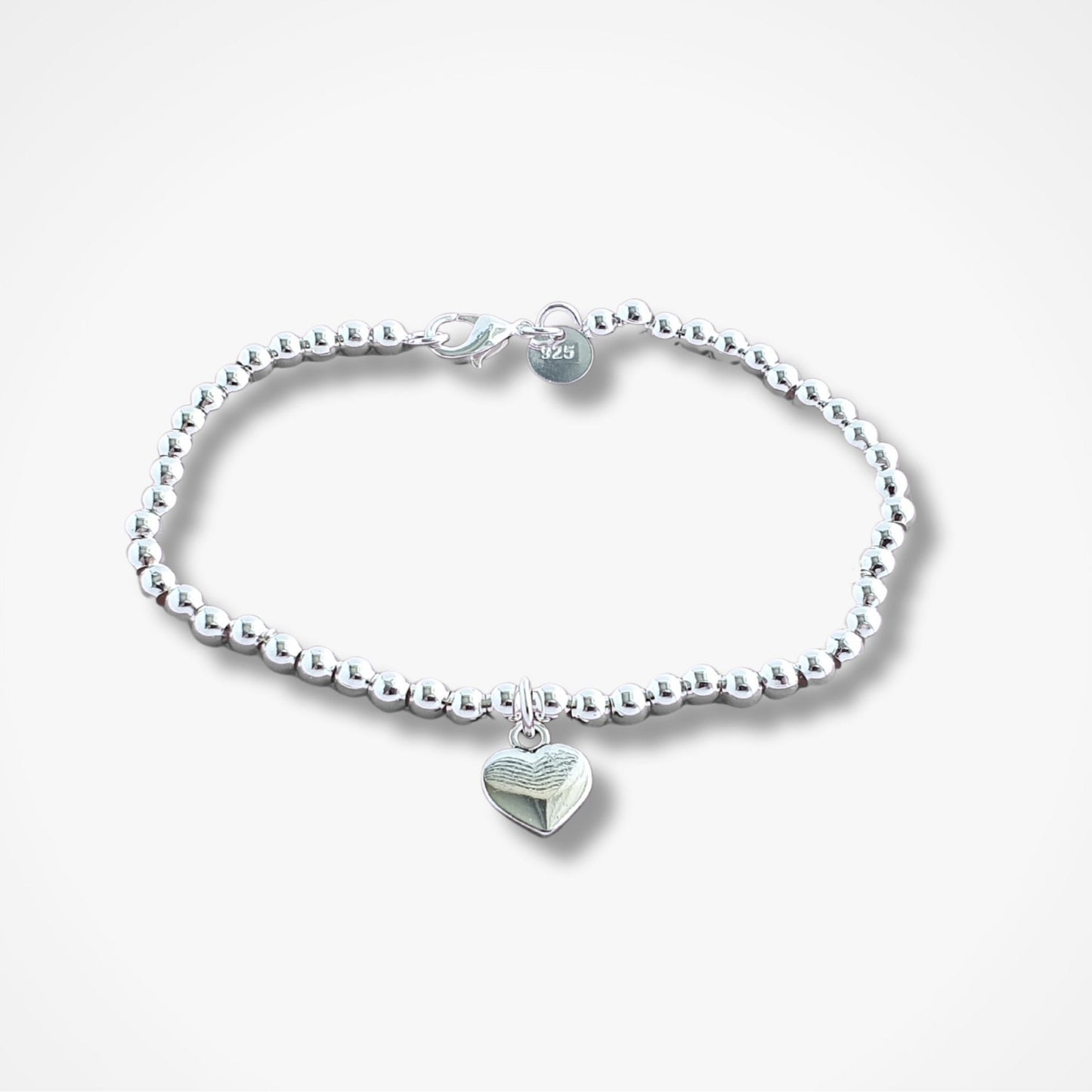 Heart Bead Ball Bracelet - Sterling Silver