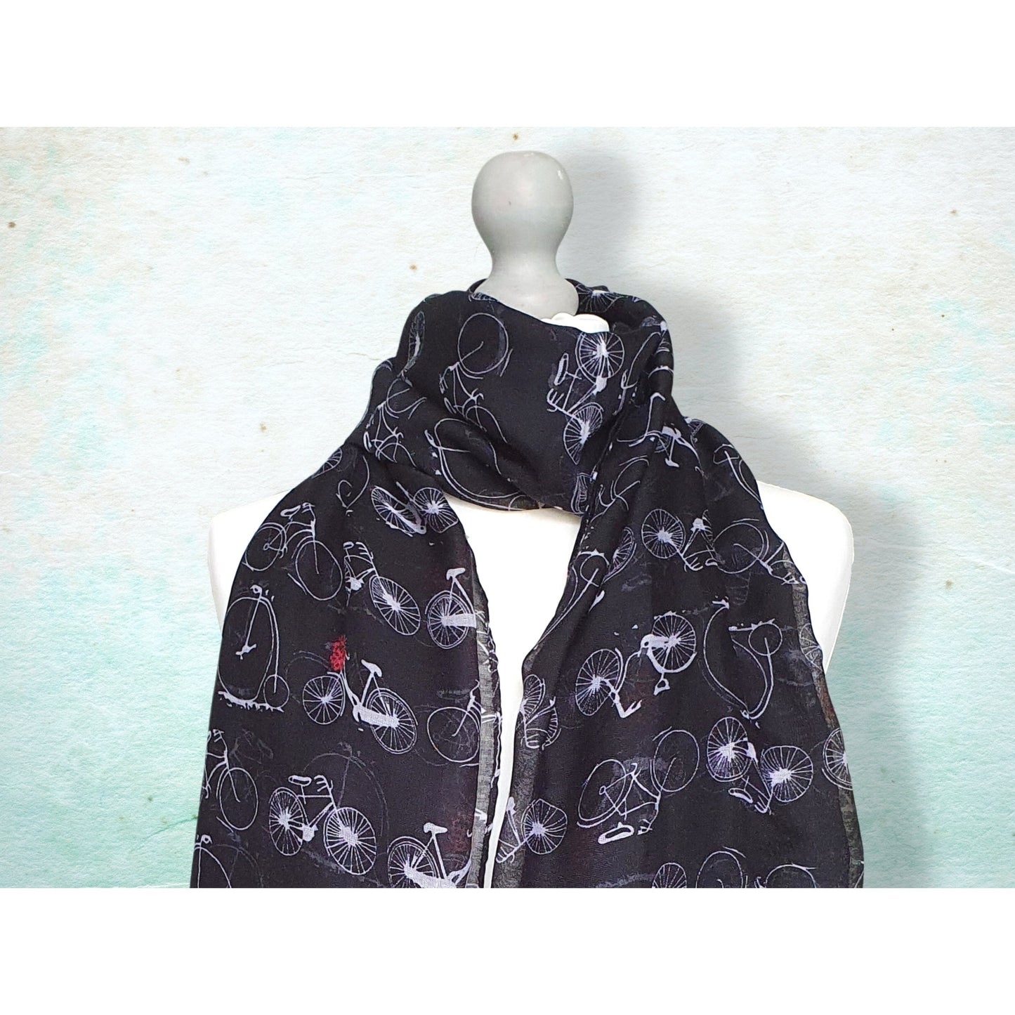 Vintage Bicycle Print Scarf - Black