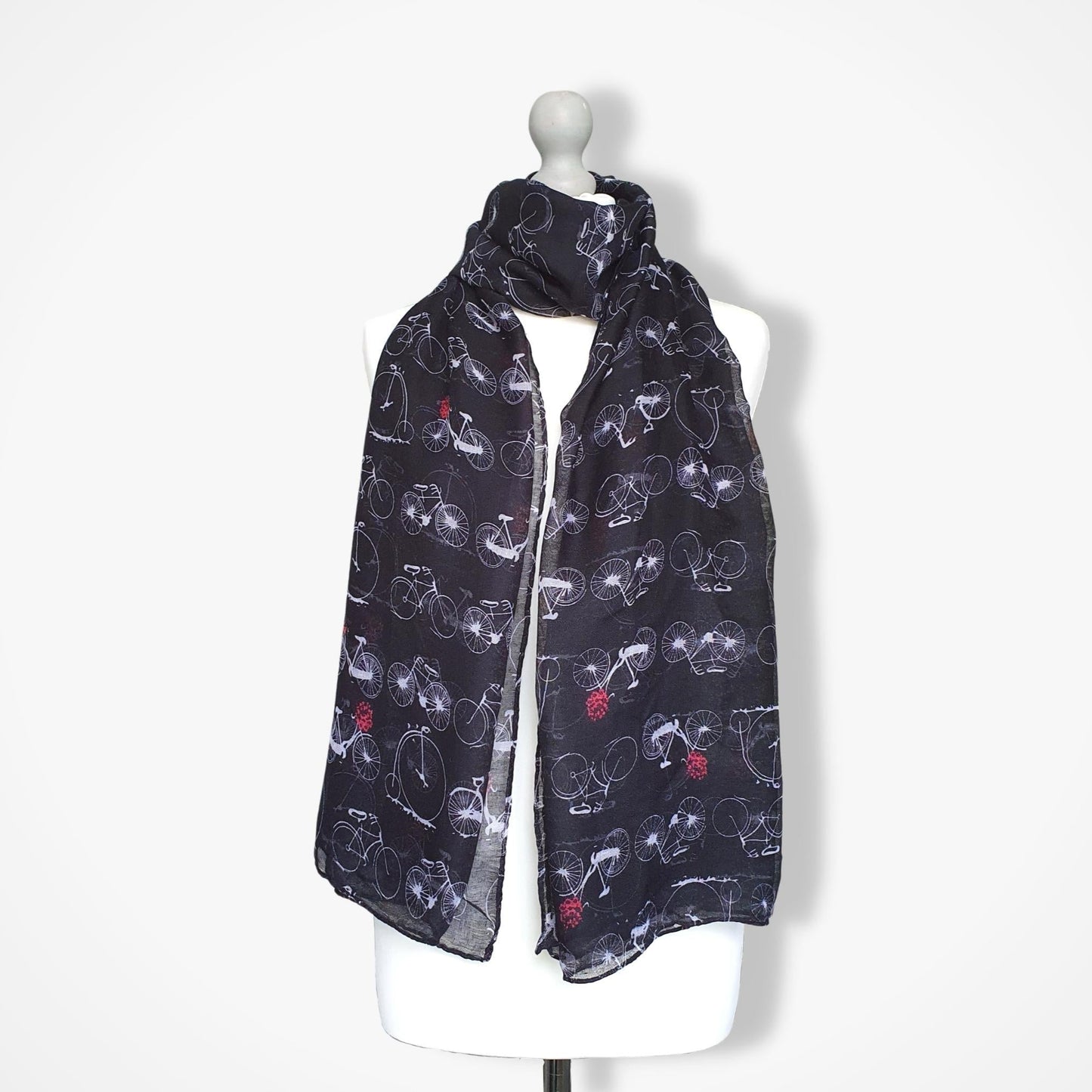 Vintage Bicycle Print Scarf - Black