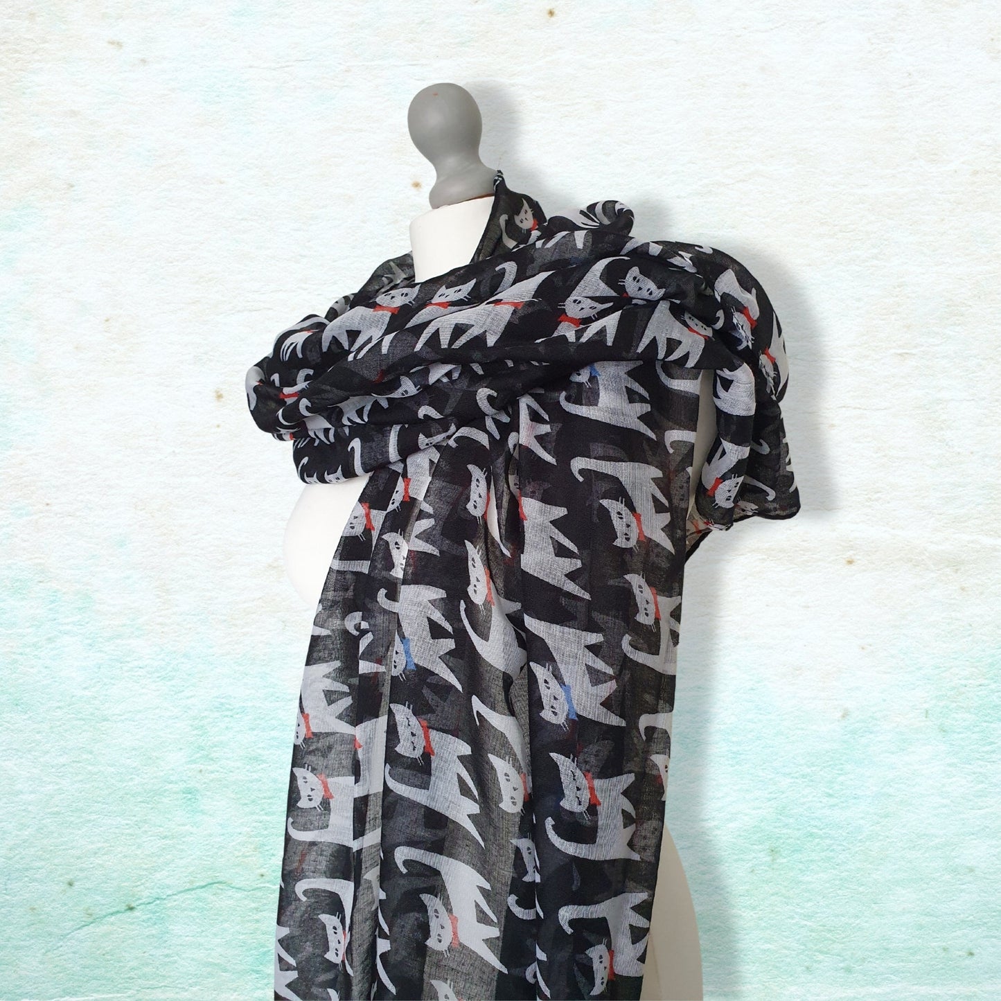 Happy Cats Scarf - Black