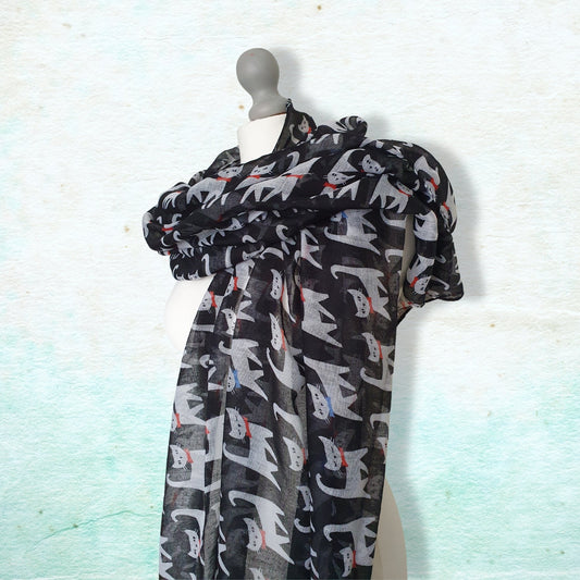 Happy Cats Scarf - Black