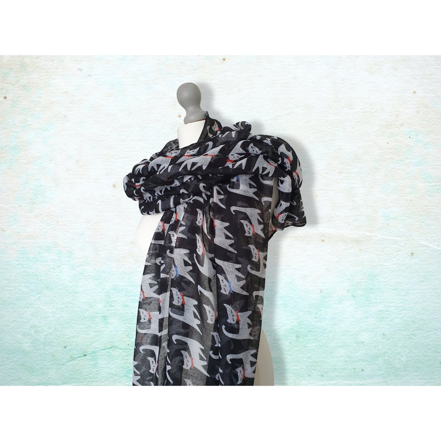 Happy Cats Scarf - Black