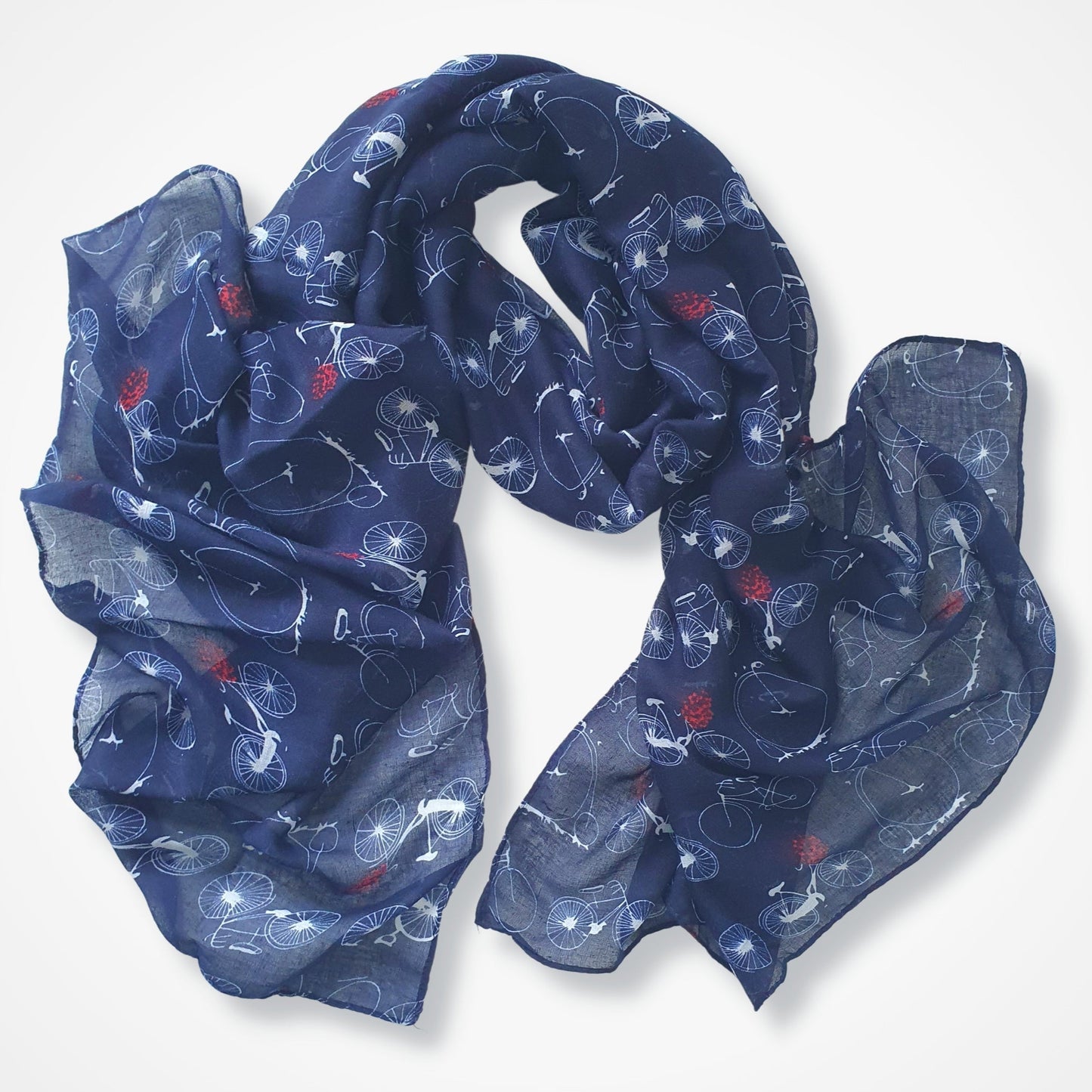 Vintage Bicycle Print Scarf - Dark Blue