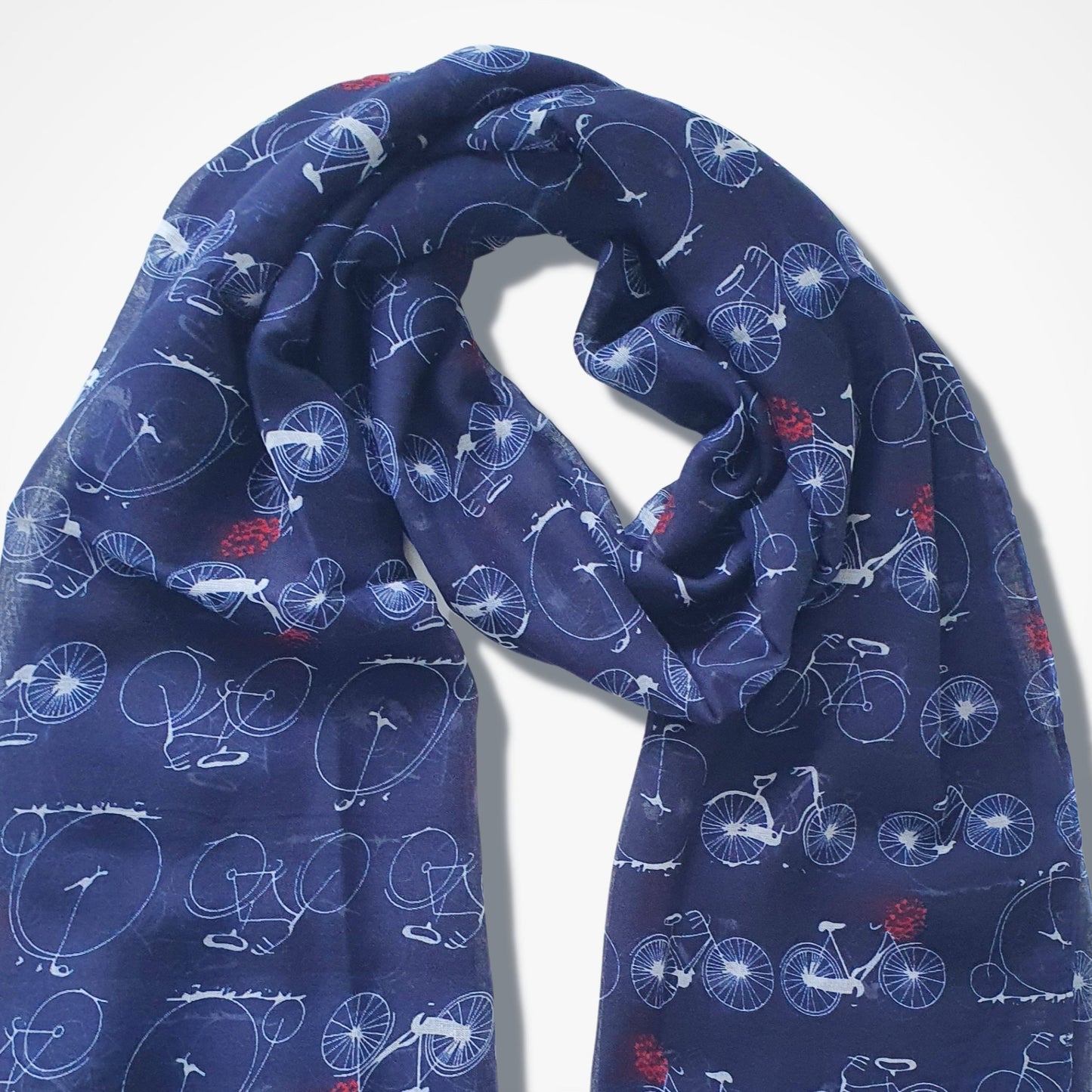 Vintage Bicycle Print Scarf - Dark Blue