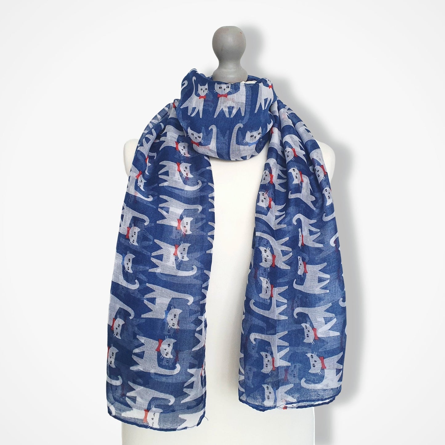Happy Cats Scarf - Dark Blue