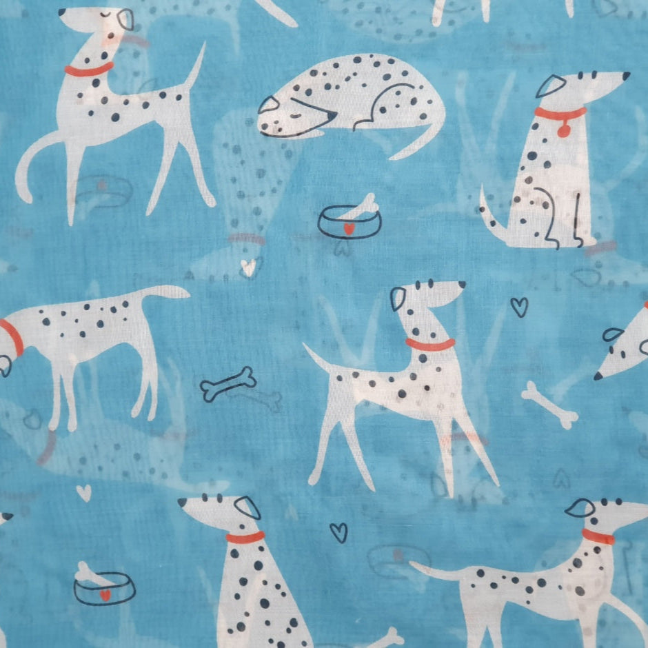 Cute Dalmatian Dog Print Scarf - Blue