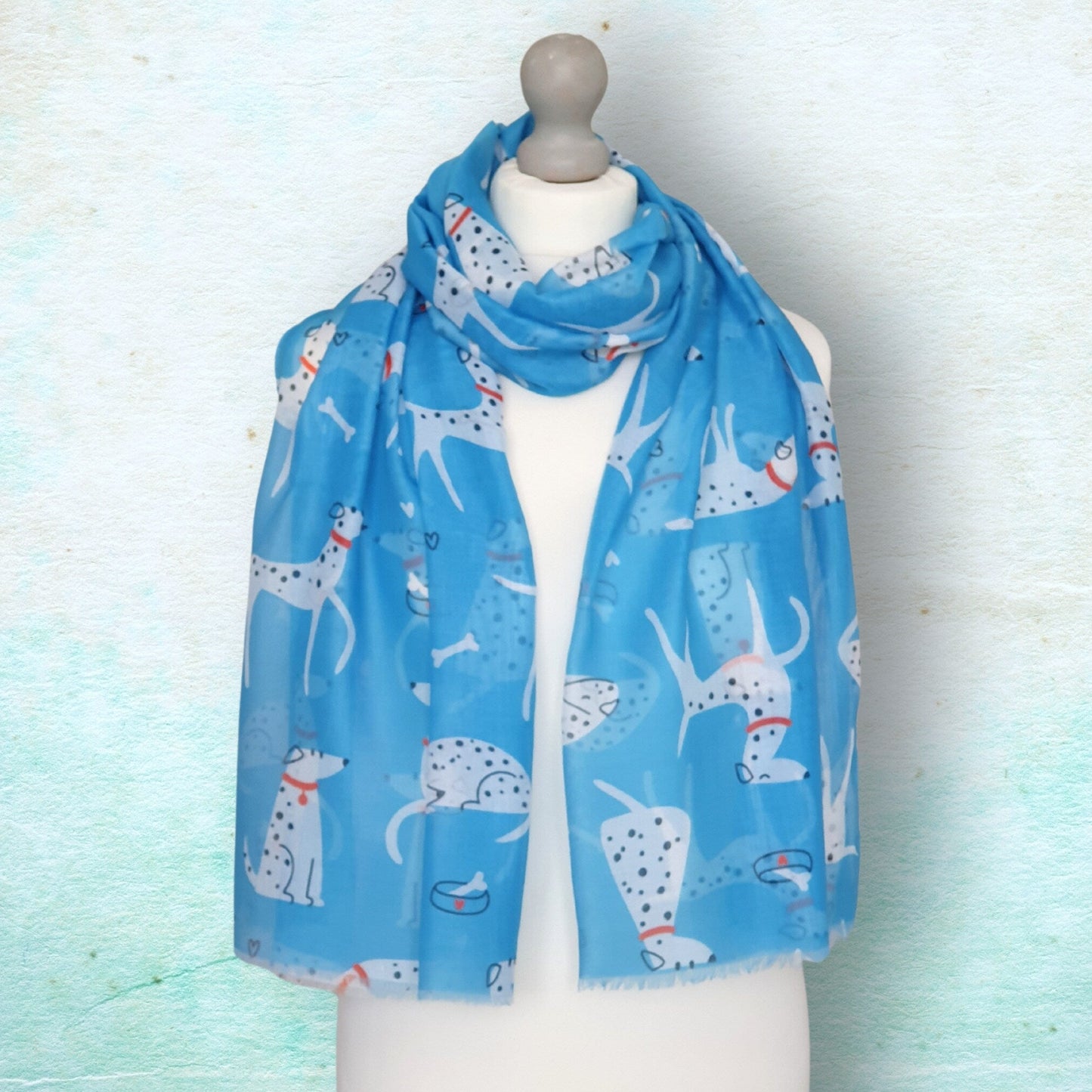 Cute Dalmatian Dog Print Scarf - Blue